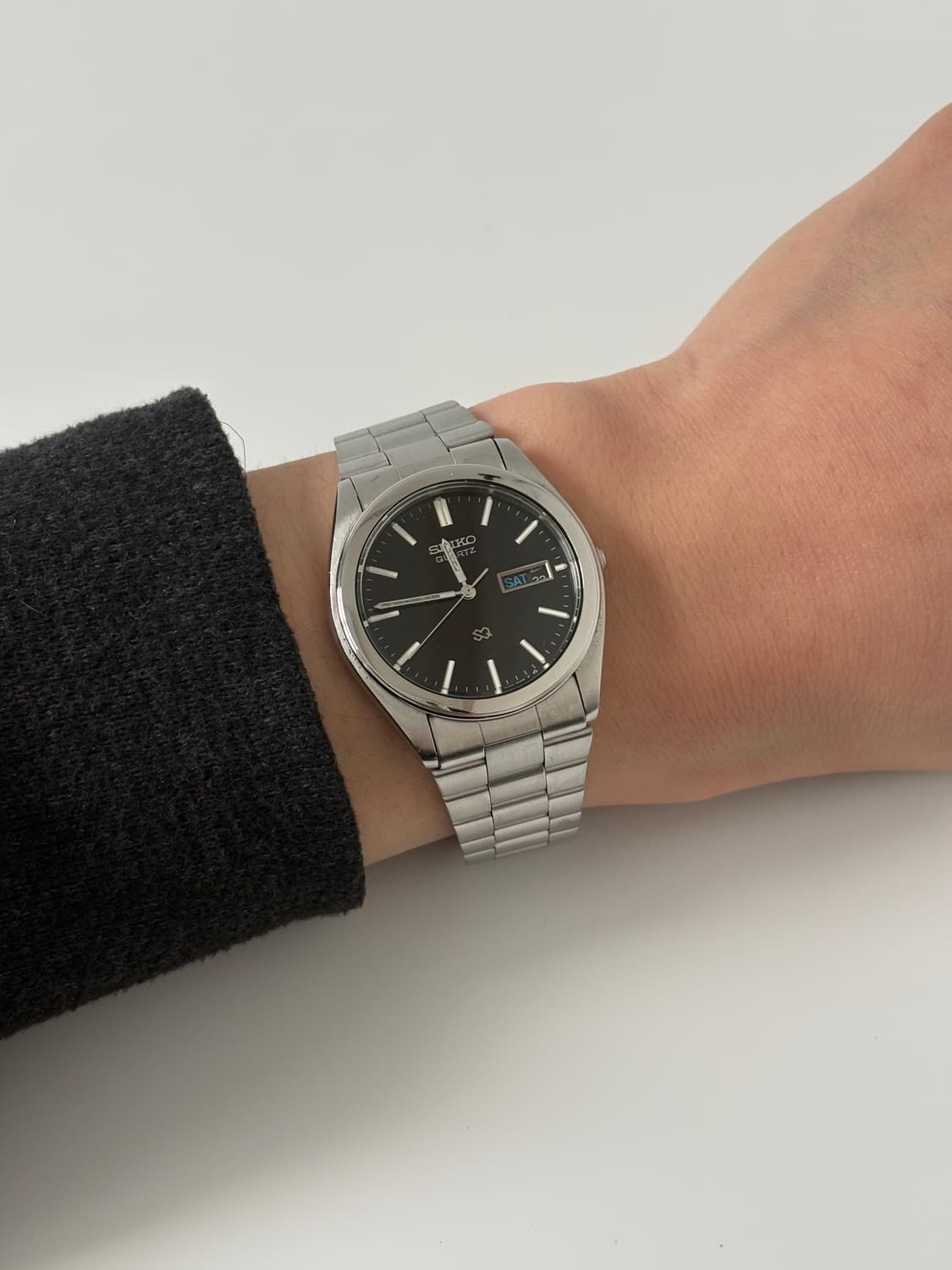 세이코 1990년대 SQ 블랙 다이얼 실버 쿼츠 남성 상품이미지9