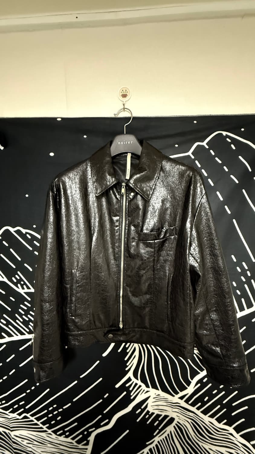 노이어 크랙 크롭레더 자켓(블랙) 상품이미지4