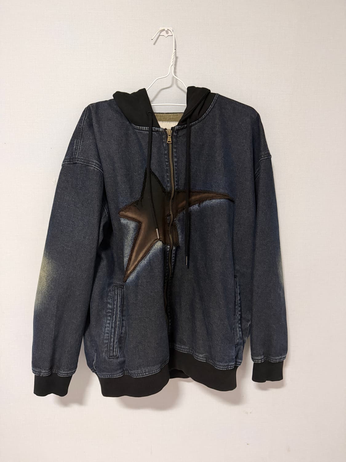 엑스톤즈 빈티지 워싱 스타 데님 후드집업 상품이미지1