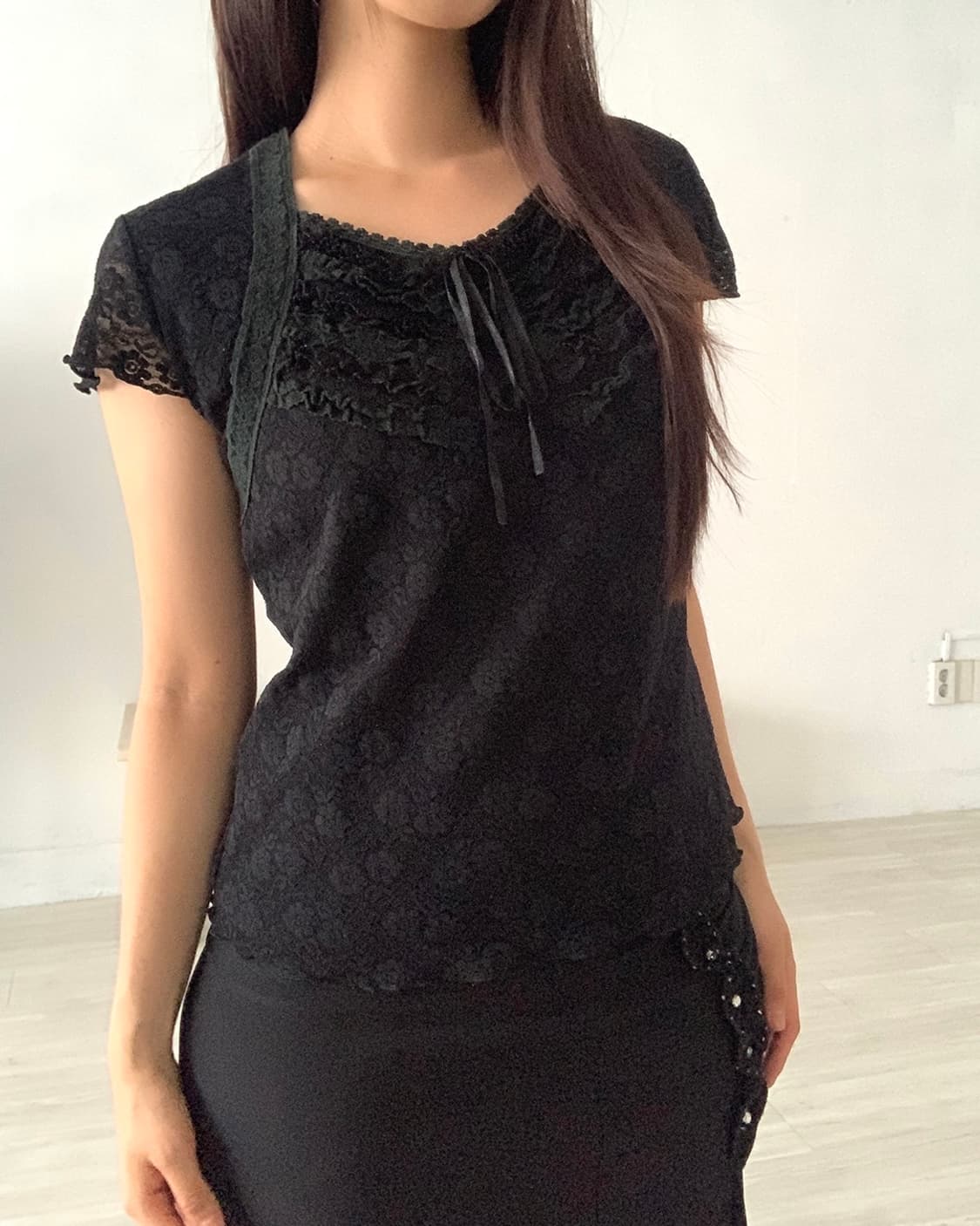 Black Fairy Feminine Lace Blouse 상품이미지1