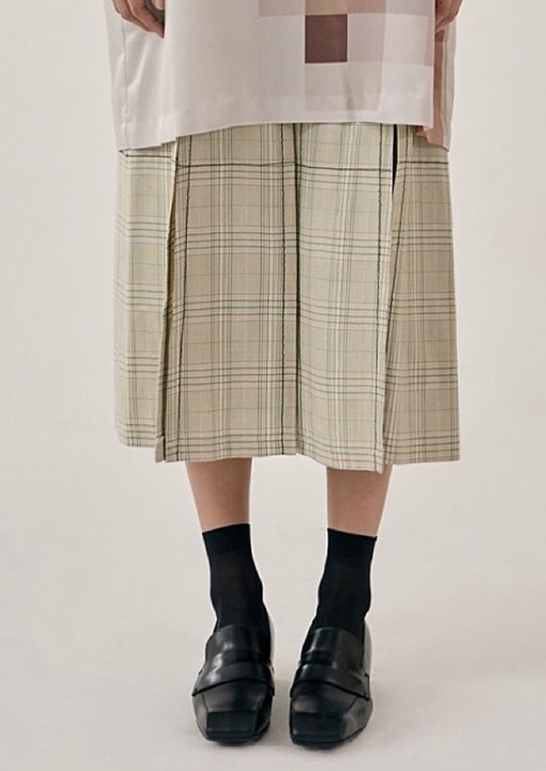 로우클래식 슬릿 스커트 그린체크 M 상품이미지2