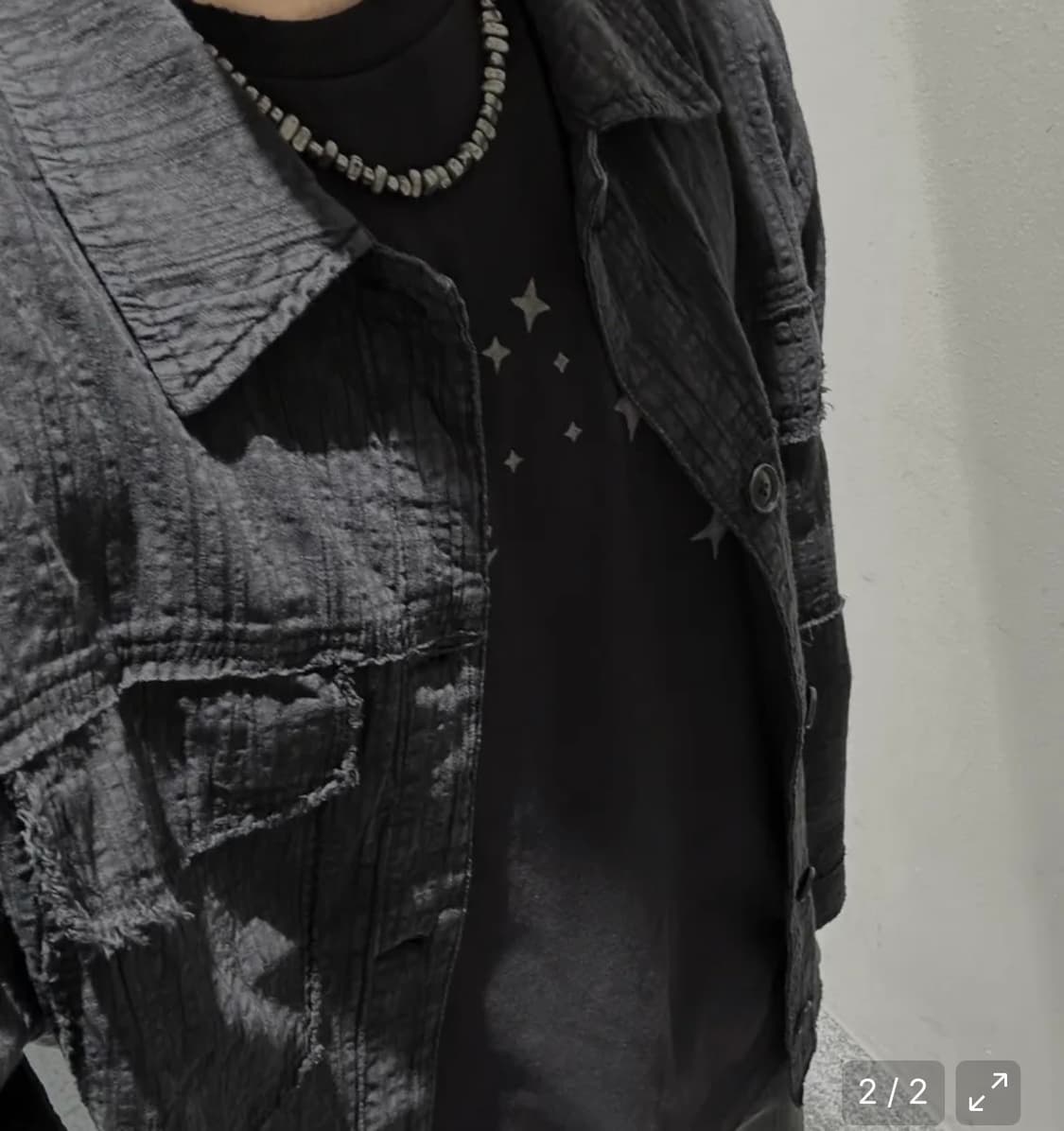 인사일런스 텍스처드 컷오프 셔츠 자켓 DYED BLACK M사이즈 상품이미지4