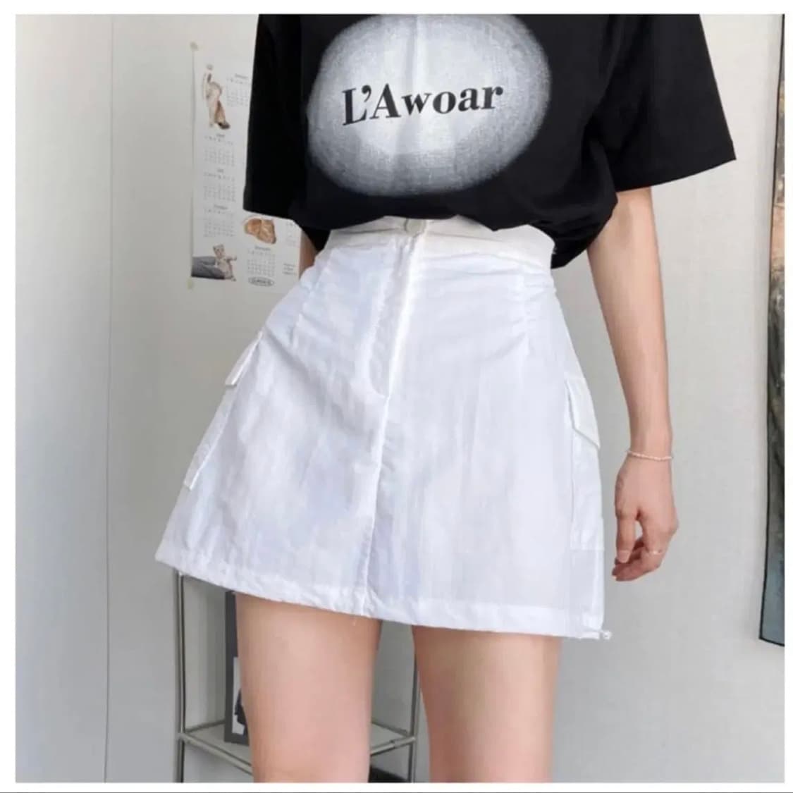 [새상품] 폴리 스트링 카고 치마 상품이미지1