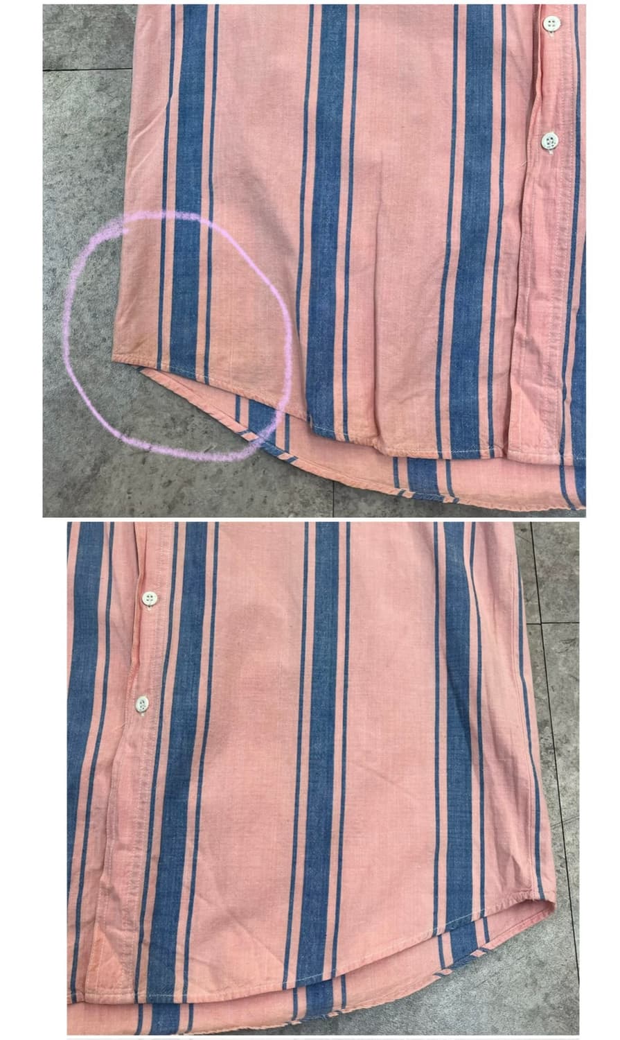 빈티지 스트라이프 포켓 반팔 셔츠 핑크 XL #csz4082 상품이미지5