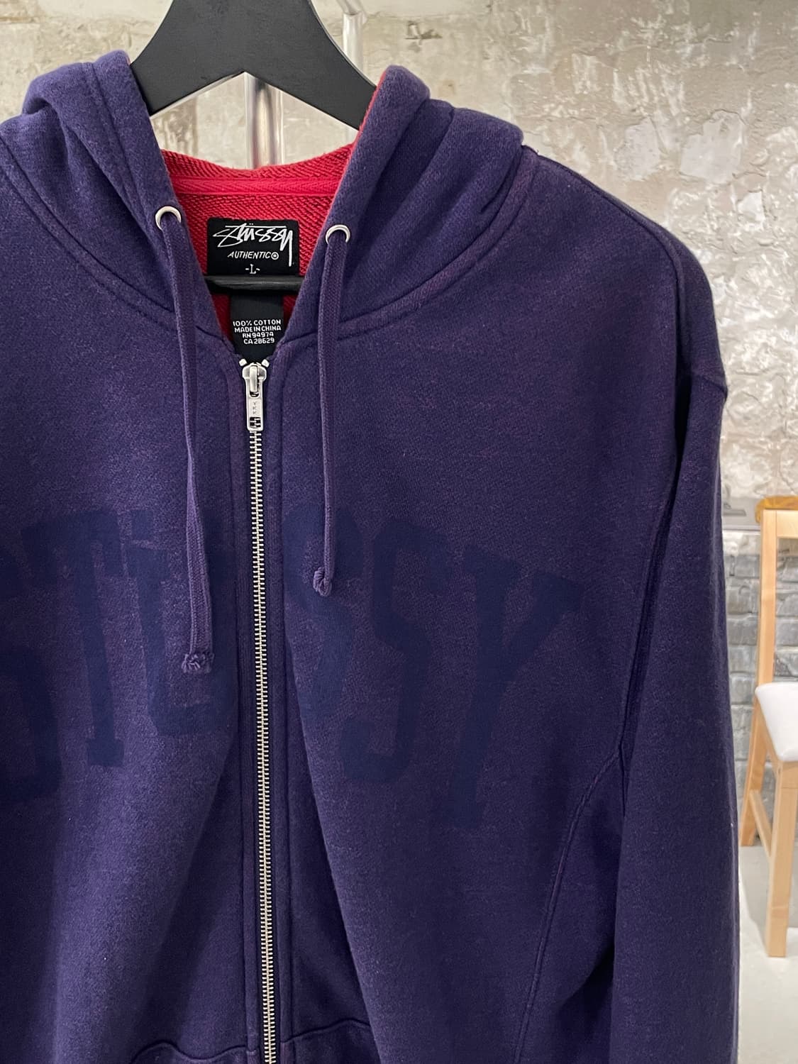 스투시 퍼플 어센틱 스펠 아웃 후디 집업 상품이미지3