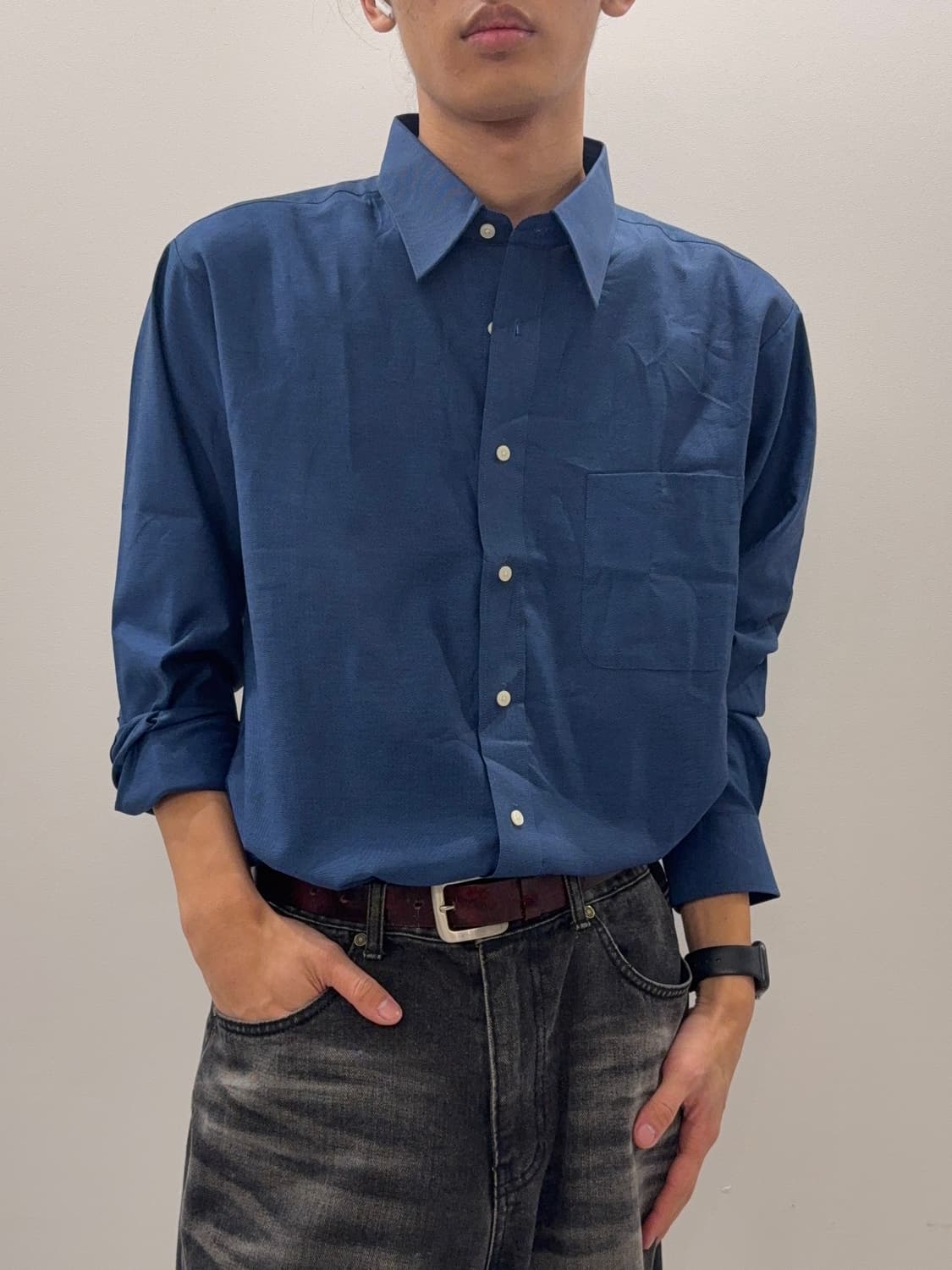 블루 옥스포드 버튼다운 셔츠 상품이미지4