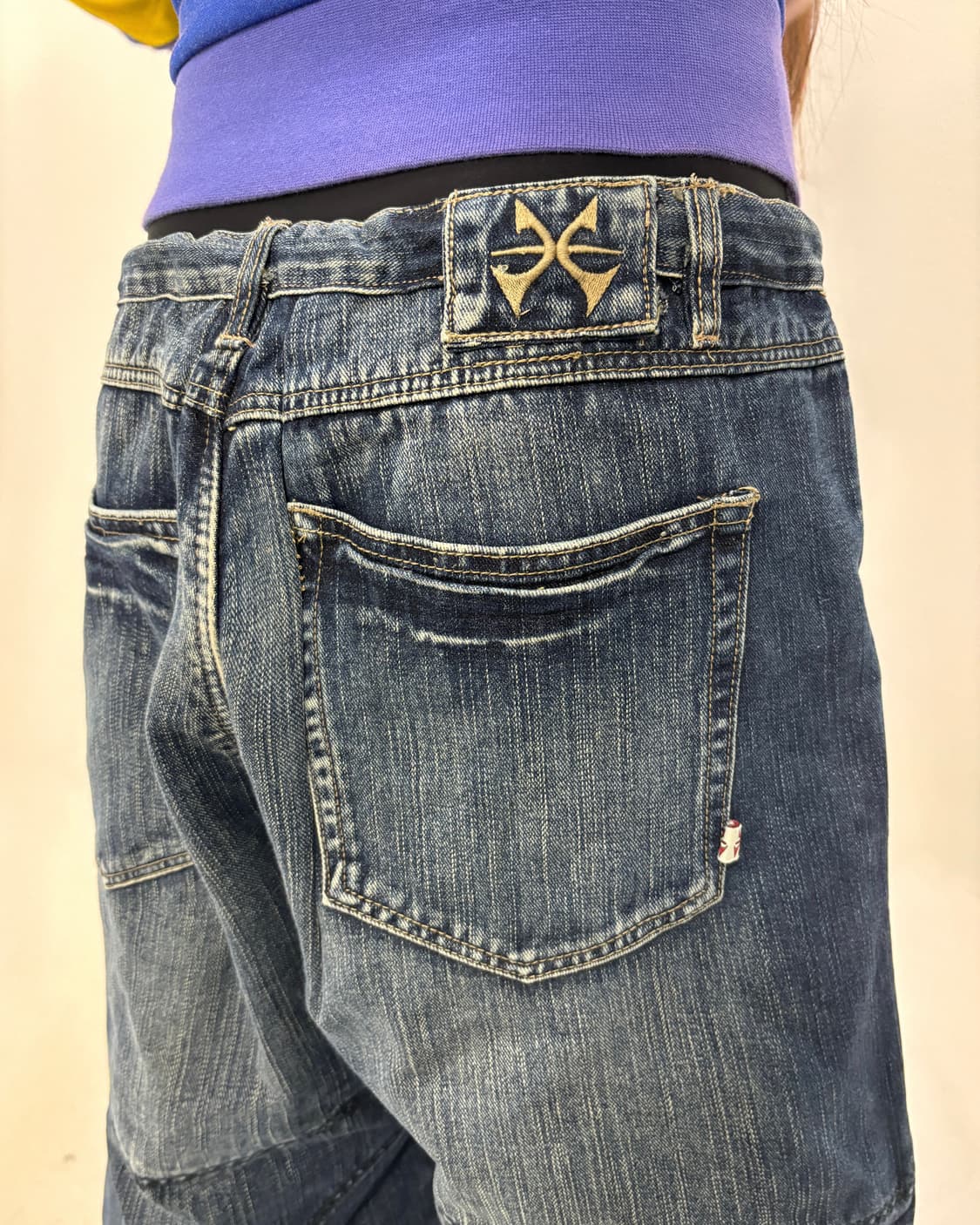 90s 올드스쿨 빈티지 오버와이드 진청 절개 팬츠 상품이미지1