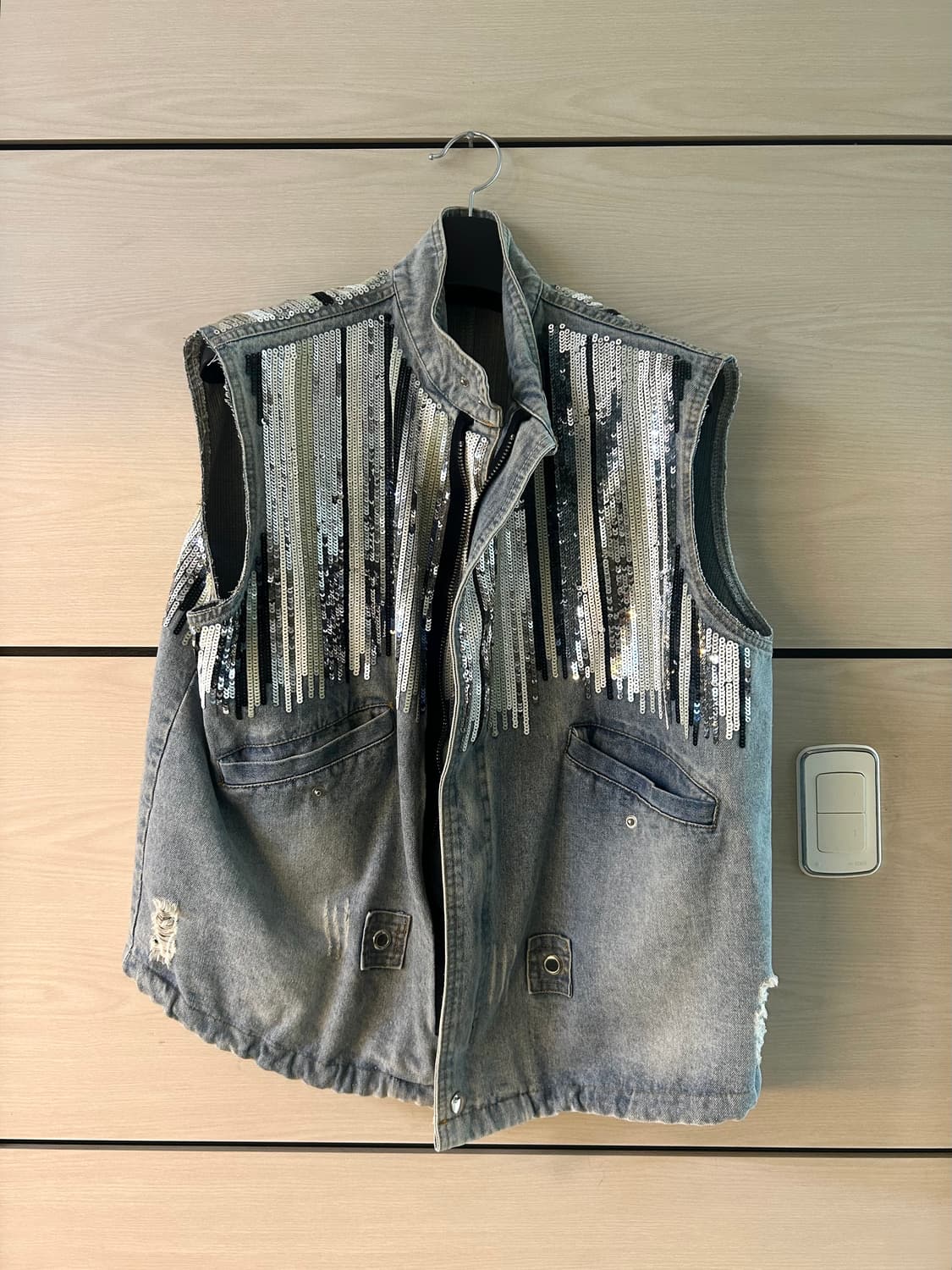 Spangle Detail Over Denim Vest 상품이미지5