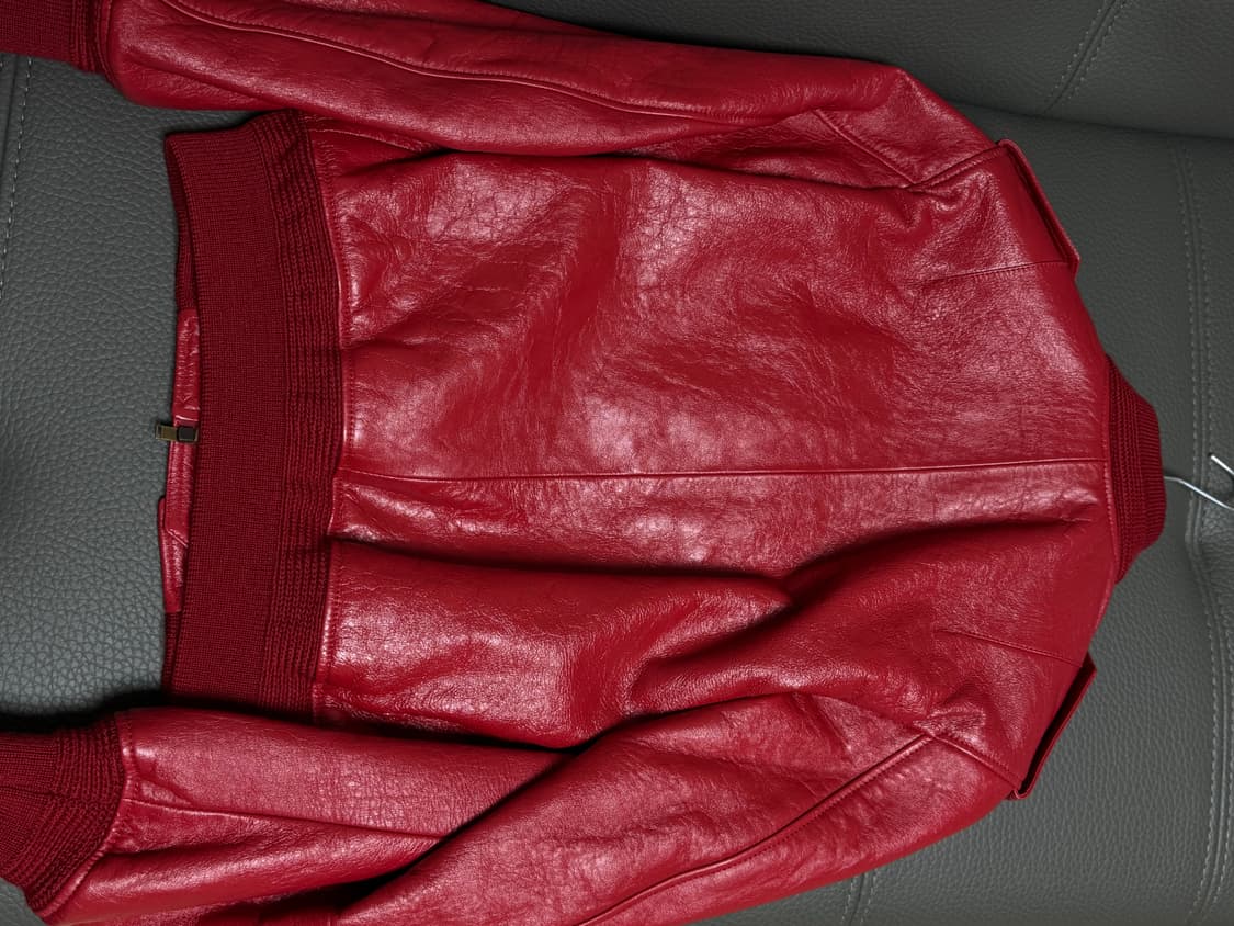 생로랑 레드 레더 자켓 상품이미지4