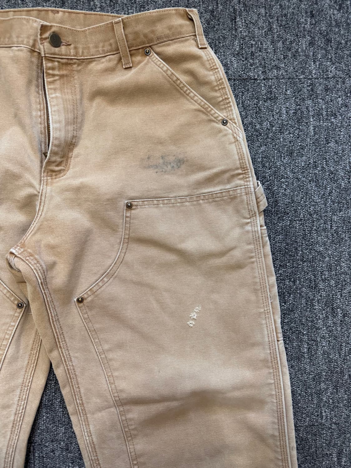 90s USA 칼하트 베이지 더블니 팬츠 34 상품이미지7