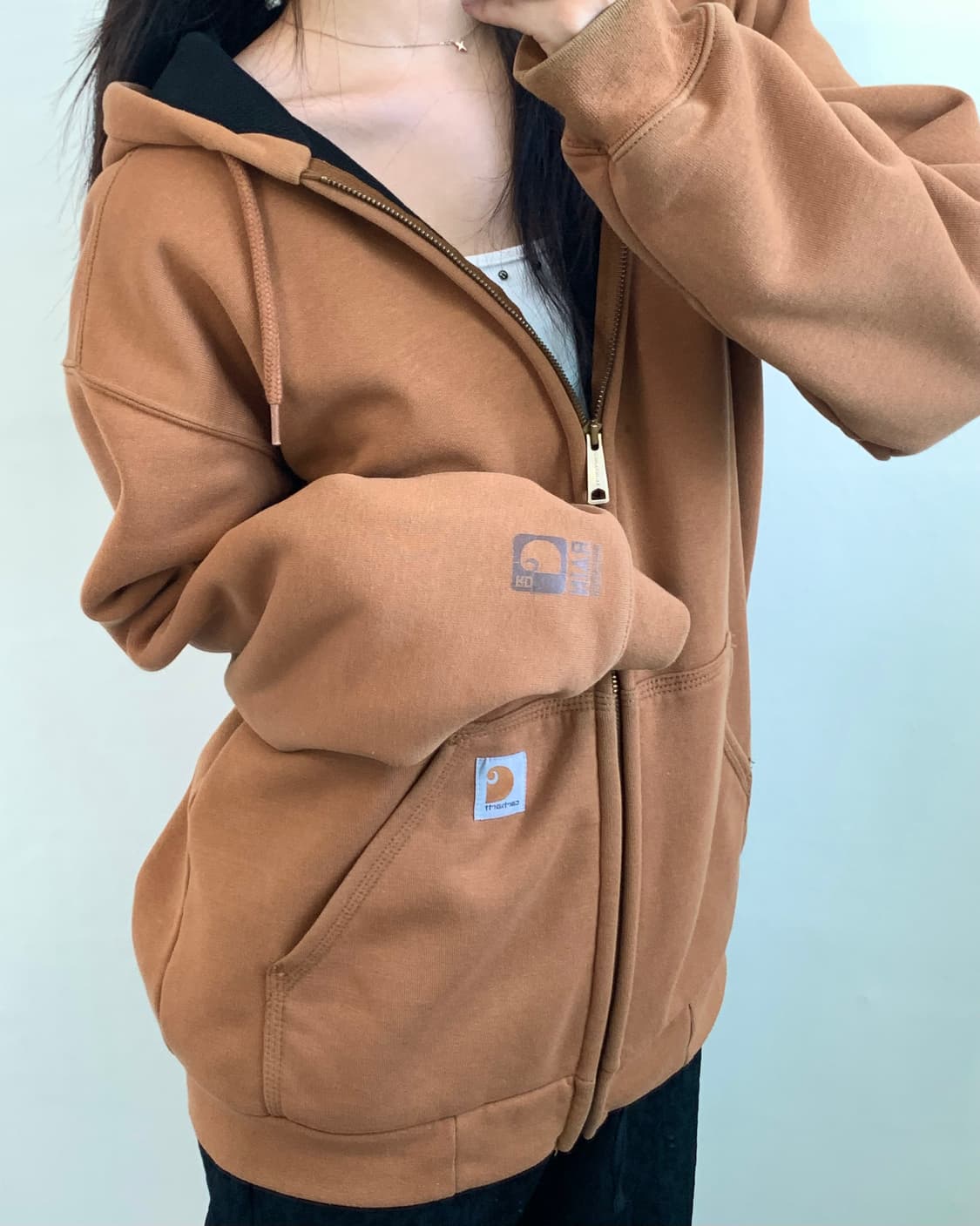 Carhartt 칼하트 카멜브라운 후드집업 상품이미지3