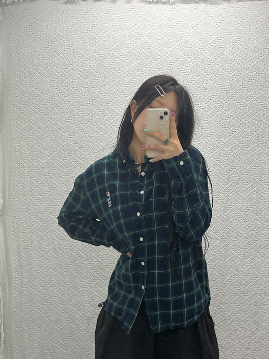 예일 베어자수 버튼다운 홀리데이 그린 셔츠 L C06738 상품이미지1