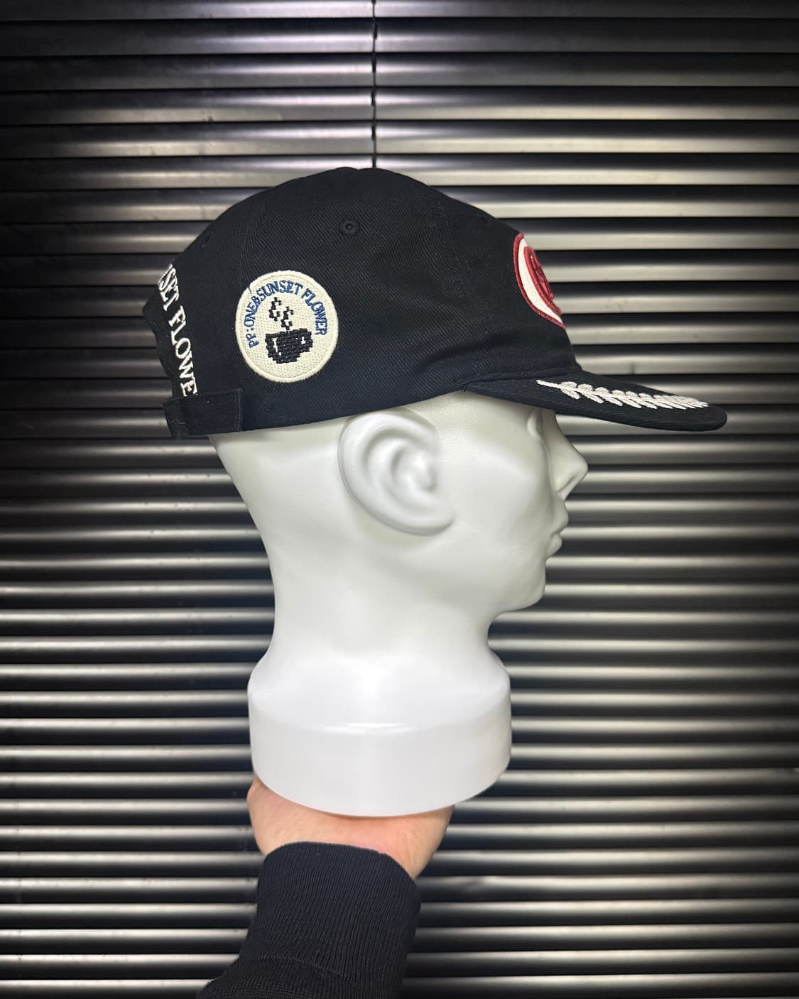 PP:ONE 볼캡 모자 블랙 월계수 패치 스트릿 빈티지 레이싱 라이더 상품이미지4