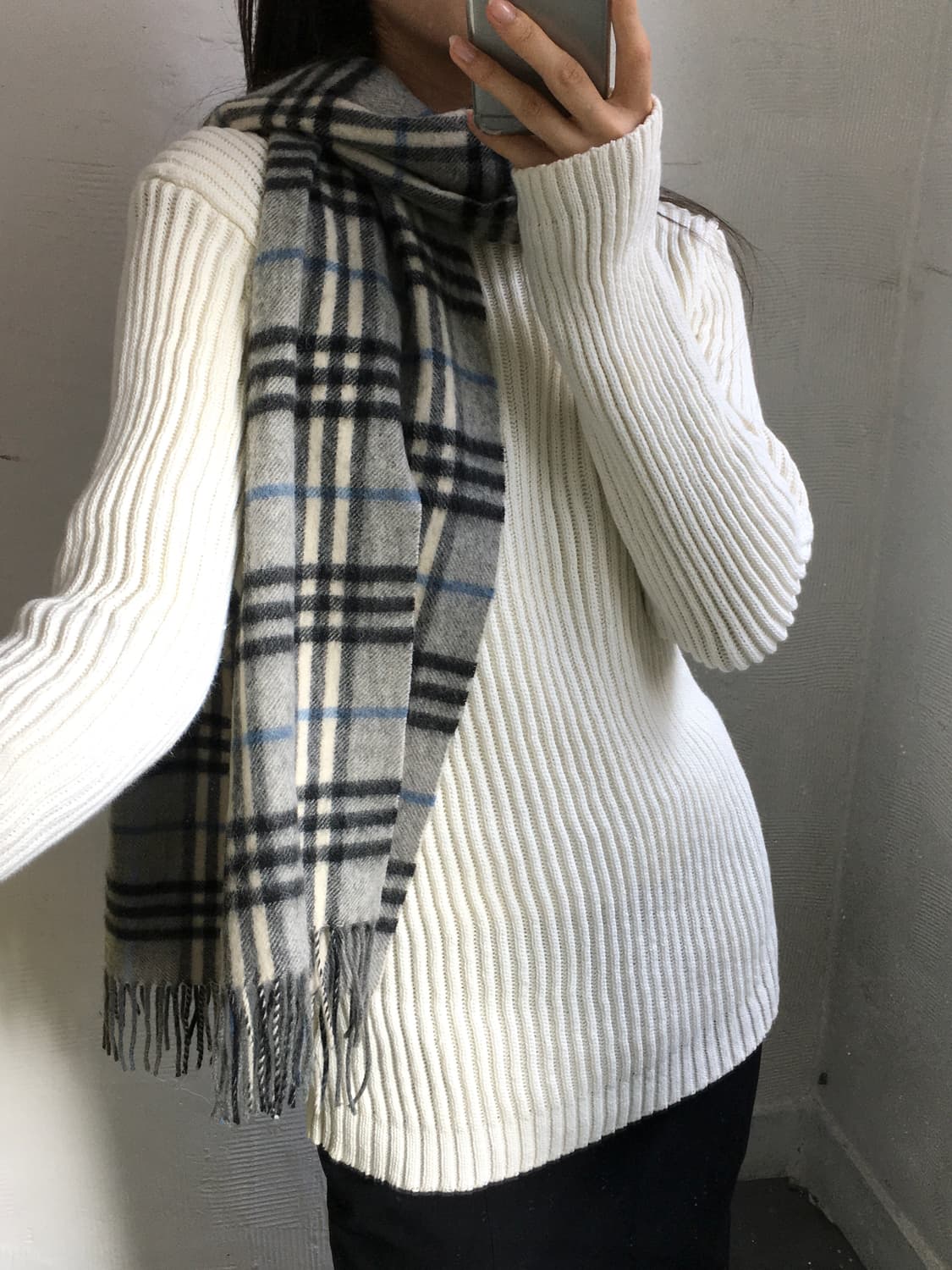 Burberry 버버리 램스울 연그레이 노바체크 머플러 상품이미지1