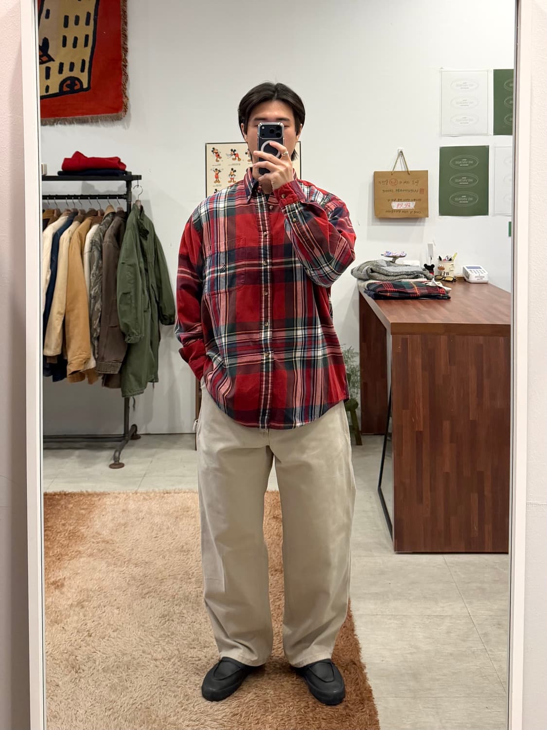 90s Nautica 노티카 코튼 플라넬 체크 셔츠 상품이미지2