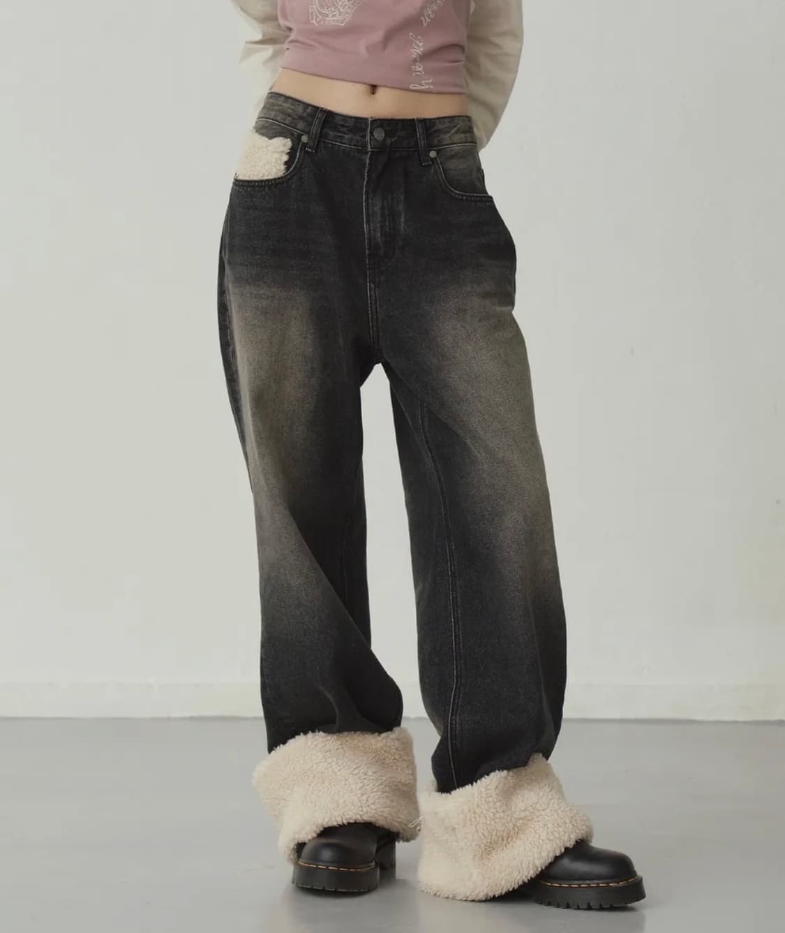 프렌다 BOUCLE DENIM PANTS BLACK 상품이미지1