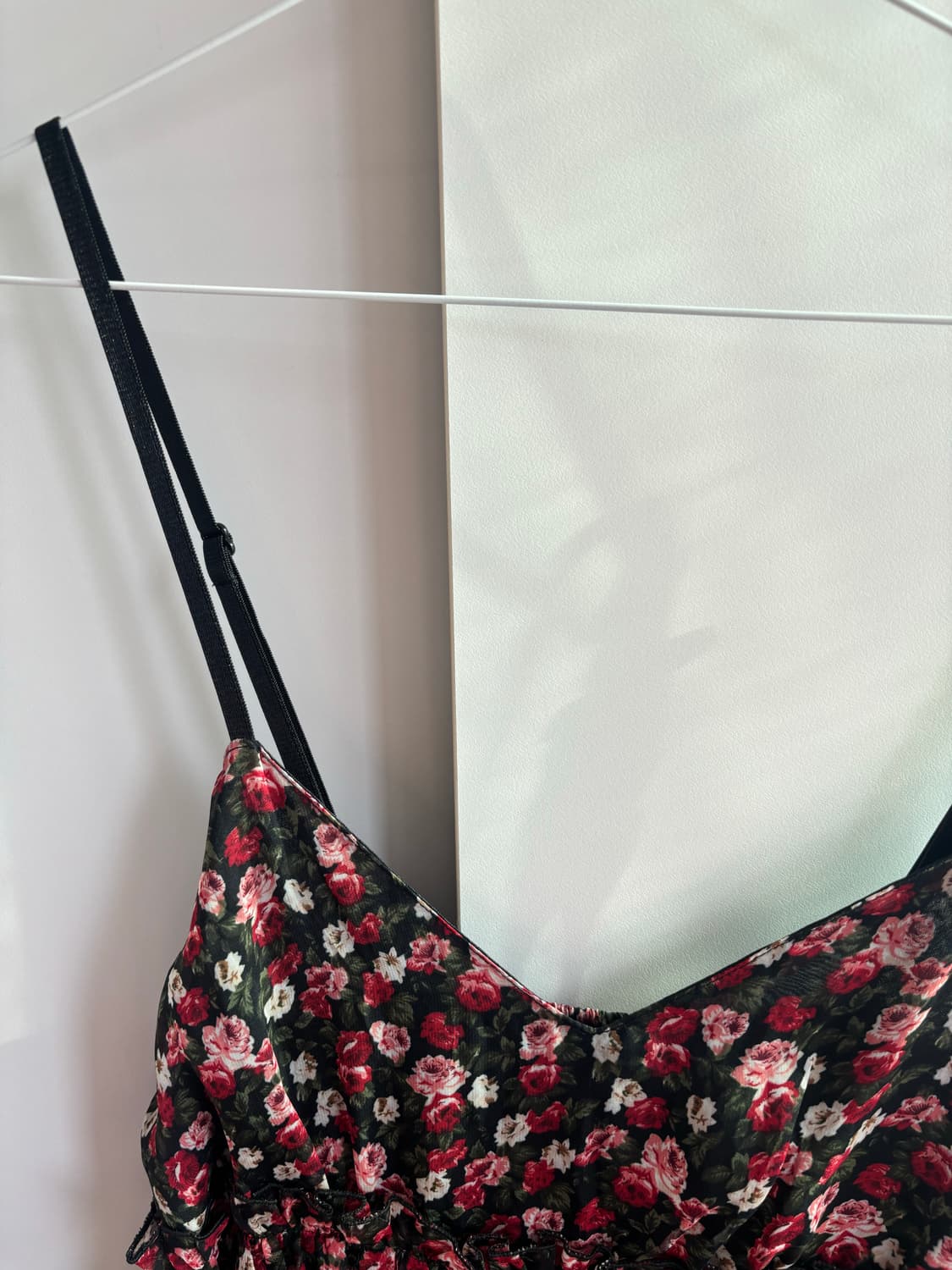 빈티지 플라워 무늬 레드 미니 끈 원피스 상품이미지3