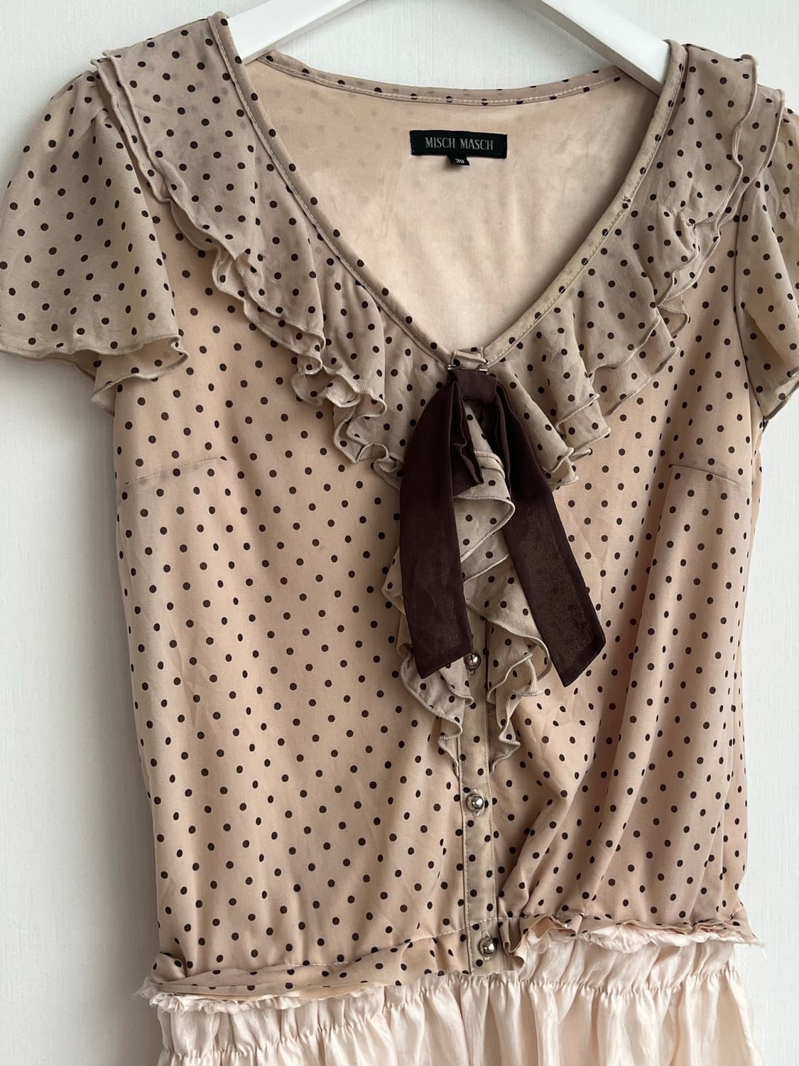 Vintage Polka Dot Ruffle Blouse 상품이미지2