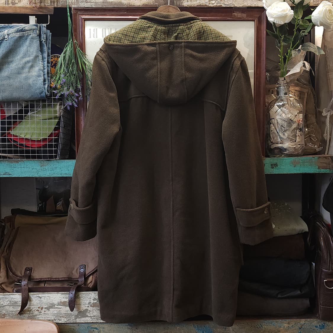 90s 프렌치 울 코트 빈티지 코트 이태리 더플코트 카키 L 상품이미지3