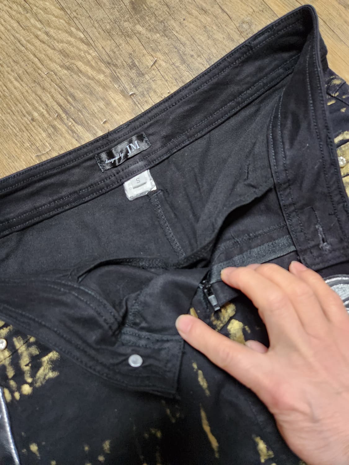 패치 블랙 미니 데님 스커트 치마 S(27) 상품이미지3