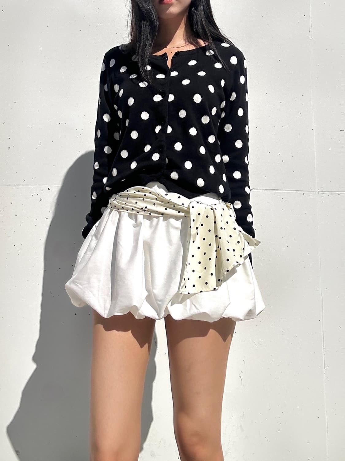Dot simple cardigan / black 상품이미지6