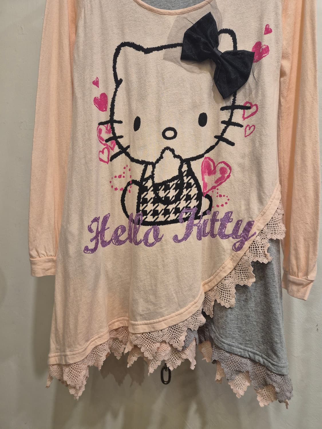 hello kitty 헬로키티 리본 그레이 레이어드 핑크 원피스 러블리 상품이미지4