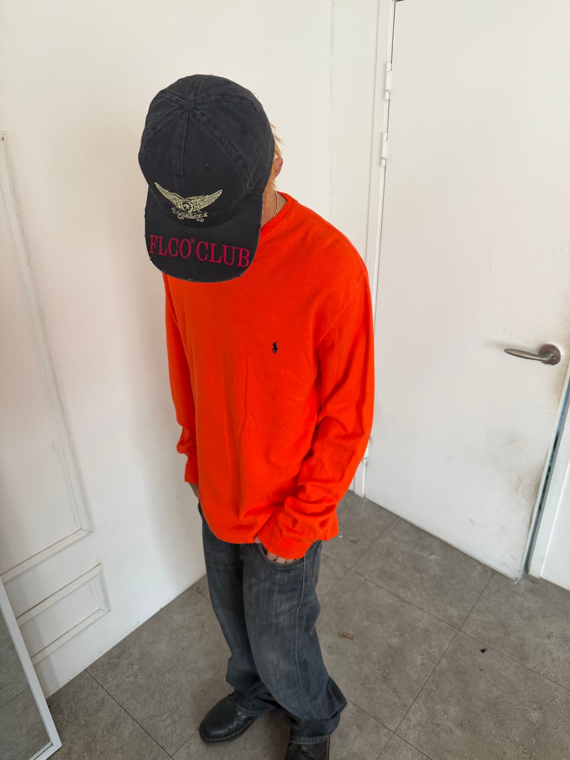 폴로 와플 롱슬리브 오렌지 상품이미지4