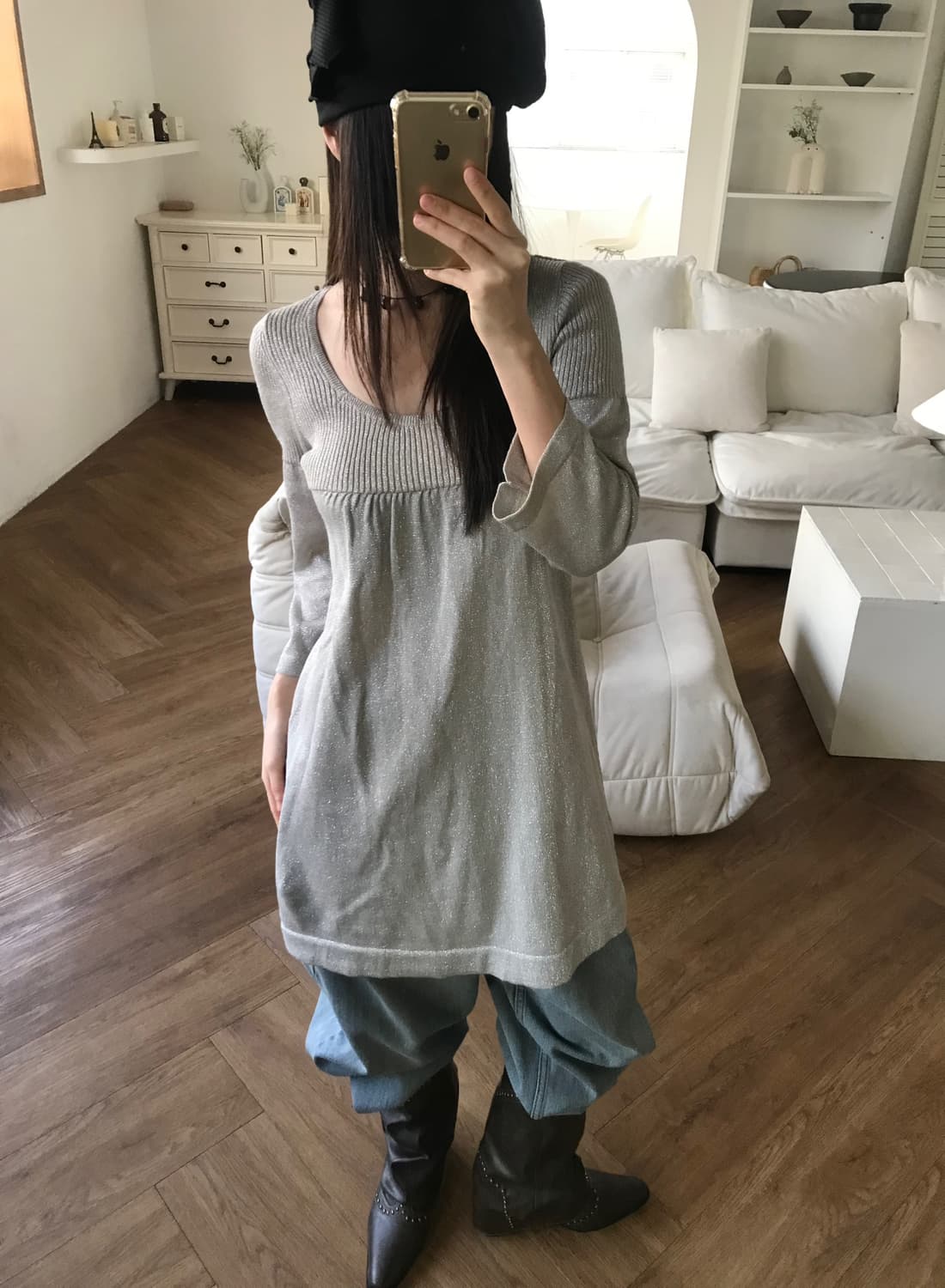 vintage grey pearl one-piece 상품이미지3