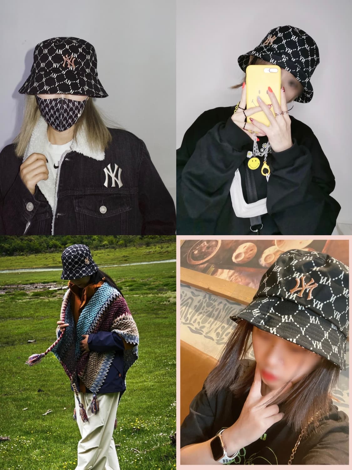 블랙 샴페인골드 레터링 벙거지 모자 버킷햇 상품이미지1