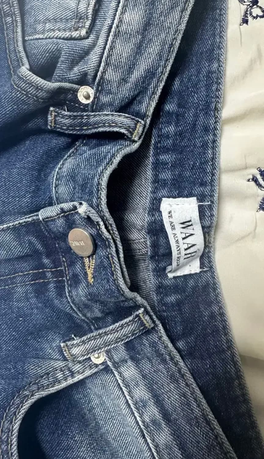 와르 M250 커브드 와이드 데님 팬츠_진청 L 상품이미지2