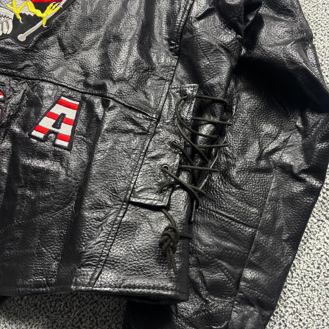 Diamond plate 버팔로 레더 Usa패치 라이더 자켓 상품이미지5