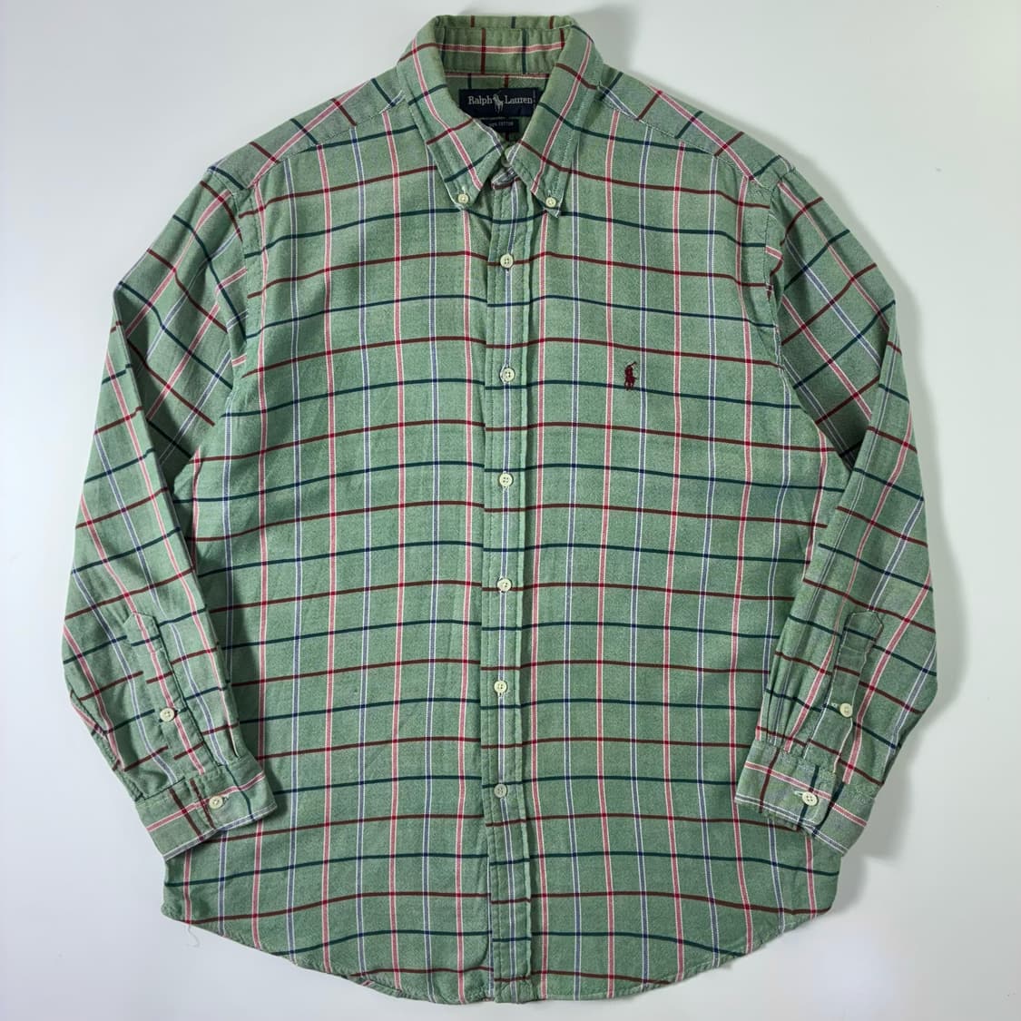 Polo  폴로 랄프로렌 자수 코튼 그린 타탄체크 셔츠   상품이미지1