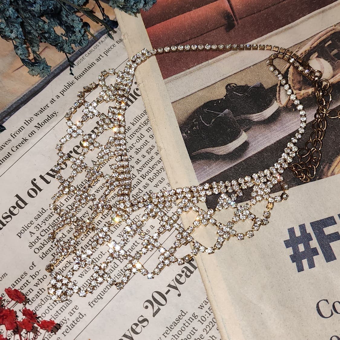 90s 프랑스 빈티지 쥬얼리 크리스탈 큐빅 샹들리에 목걸이 빈티지 목걸이 상품이미지6