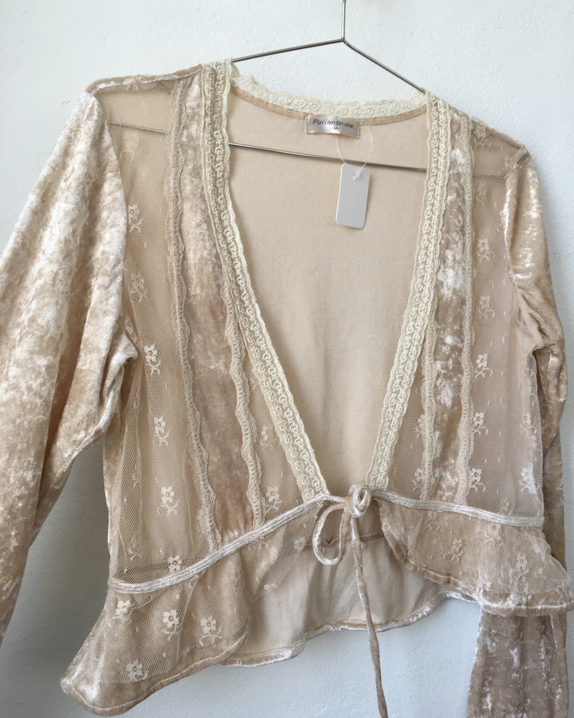 Lace trimming velvet cardigan 상품이미지4