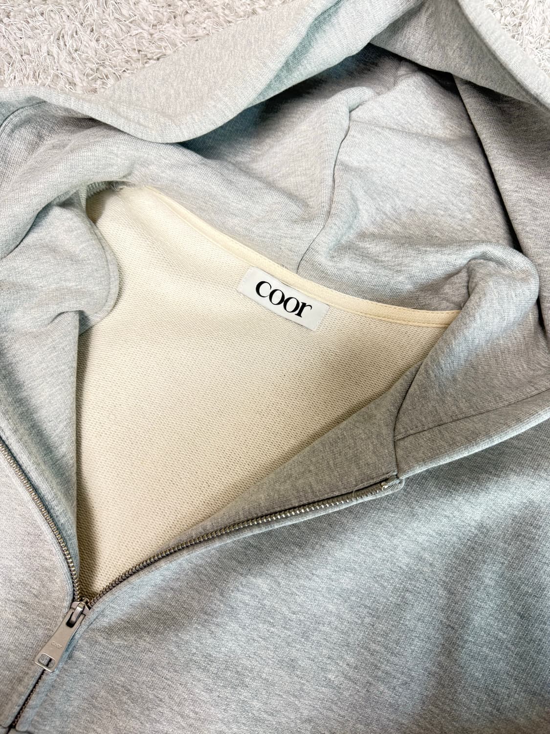 쿠어 미니멀 코튼 후드집업 상품이미지2