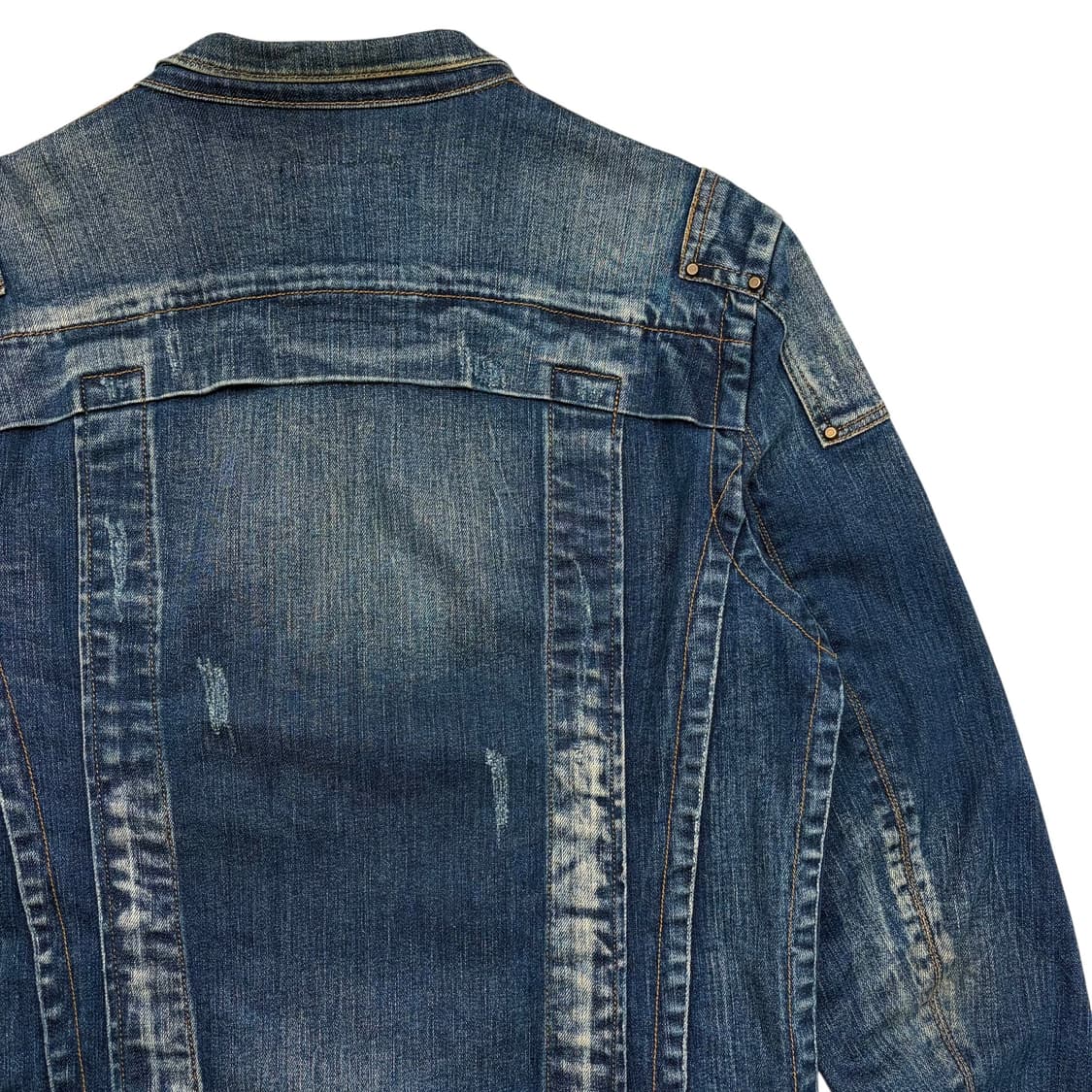 버커루 빈티지 y2k 아이스워싱 데님 바이커 자켓 M 상품이미지5