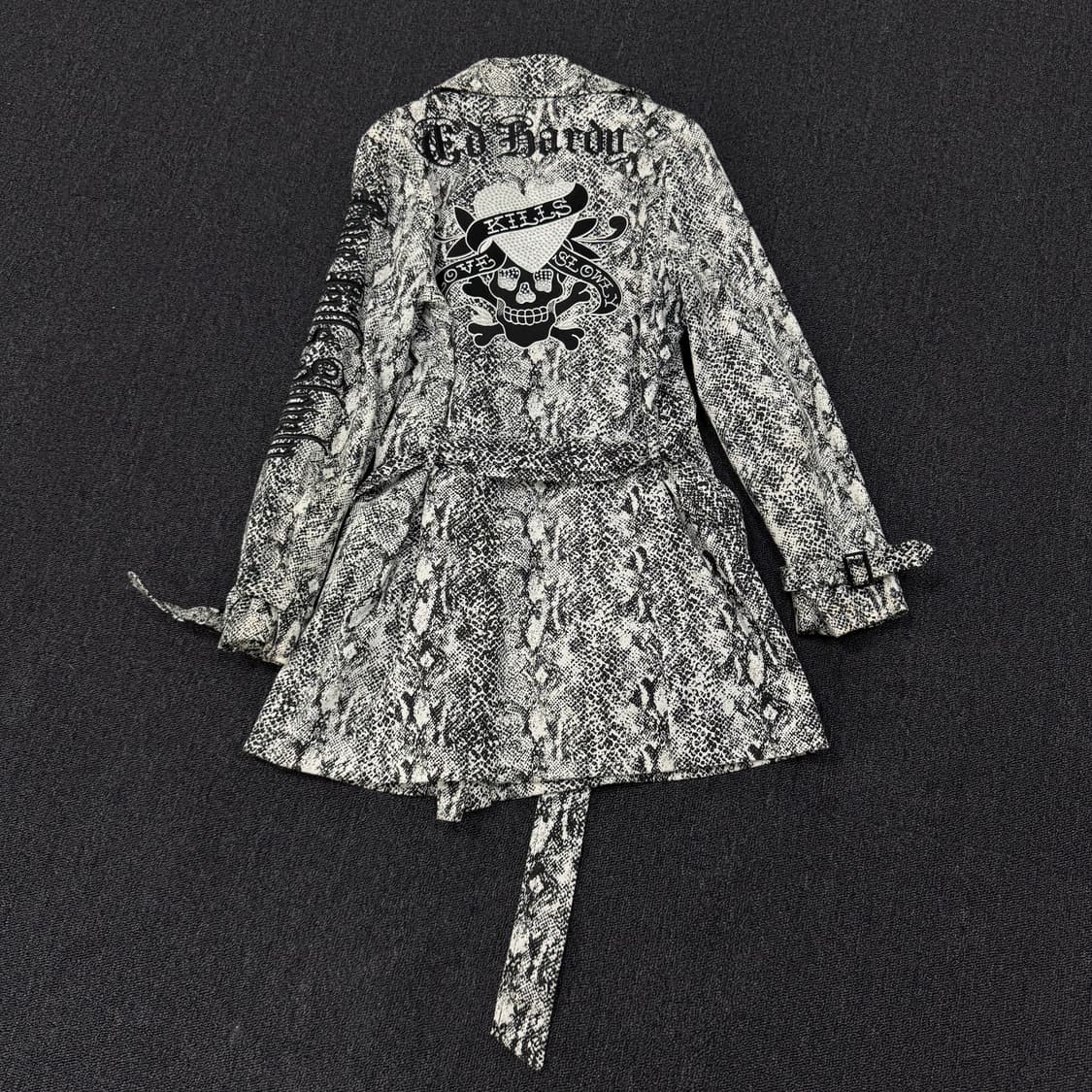 에드하디 스네이크 프린트 아플리케 라인스톤 트랜치 코트 상품이미지1