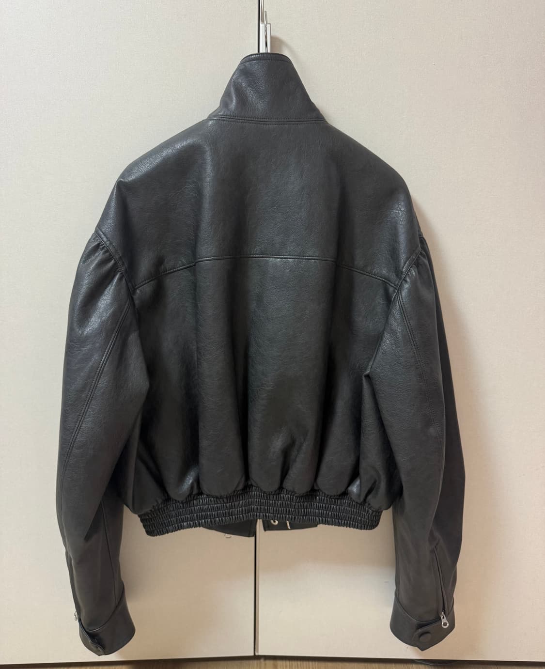 로우클래식 레더 숏 자켓-차콜S 상품이미지6