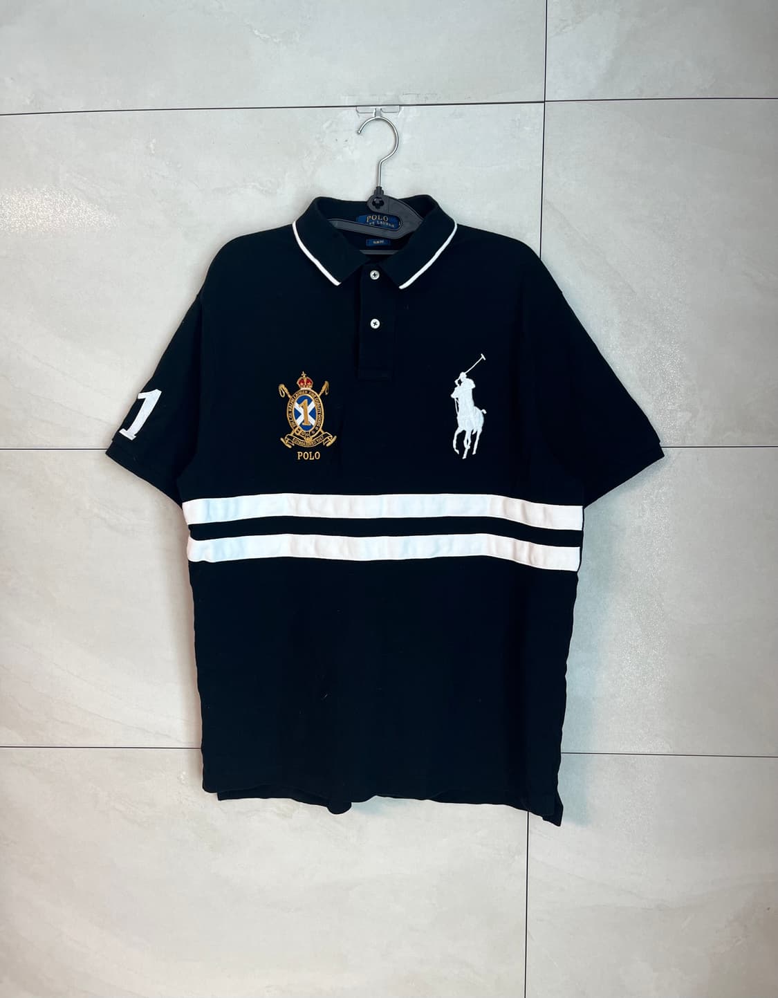 폴로 랄프로렌 빅포니 대장 발팔 카라티 셔츠 블랙 [L] 상품이미지3