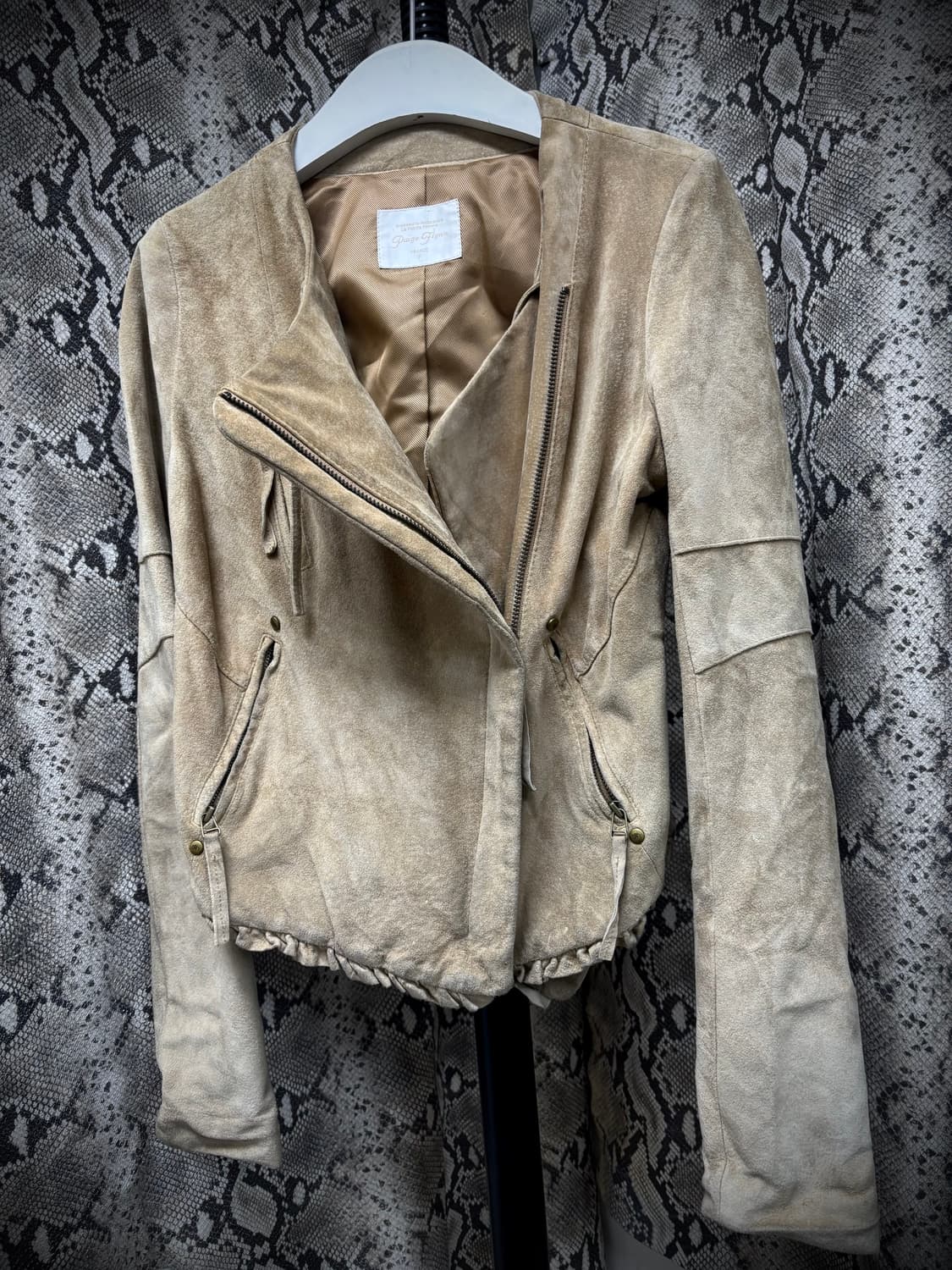 [Y2K] Bomber-Fit Draped Beige PorkSkin N 상품이미지1