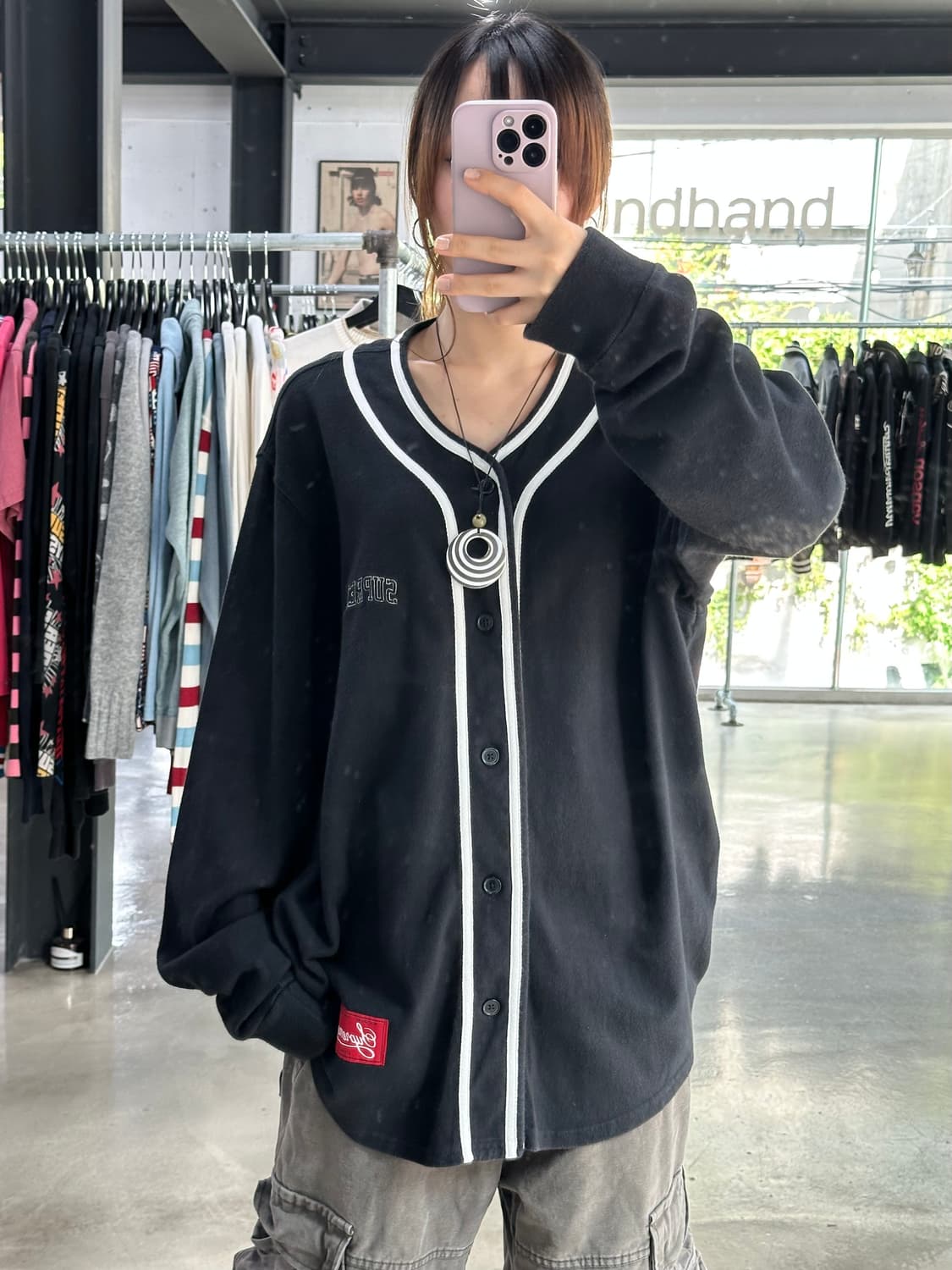슈프림 18FW 컬러 블럭 베이스볼 져지 블랙 상품이미지3