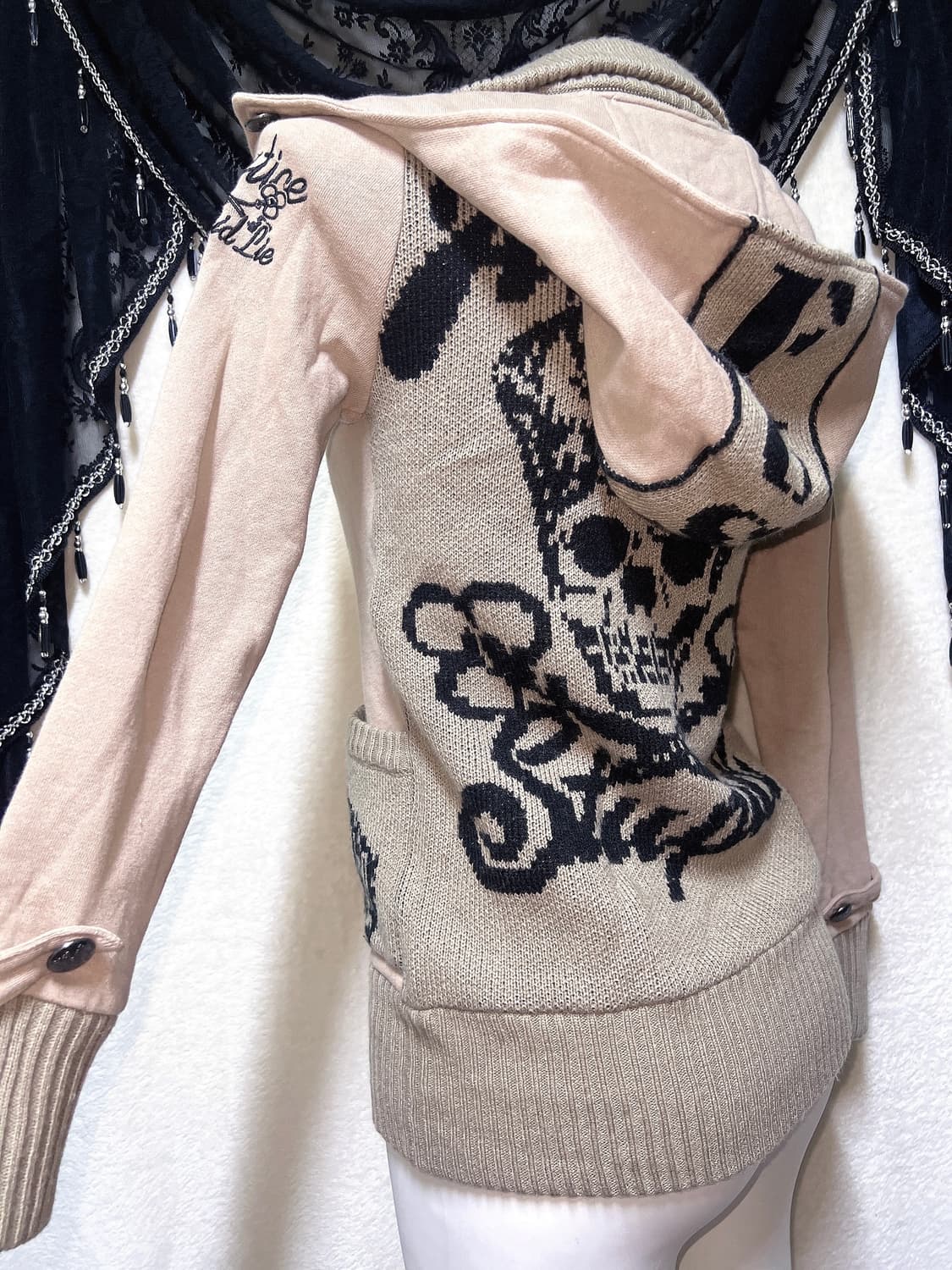 글리츠 glitz y2k 갸루 그런지 펑크 하이넥 해골스컬 후드집업 핀터 상품이미지9