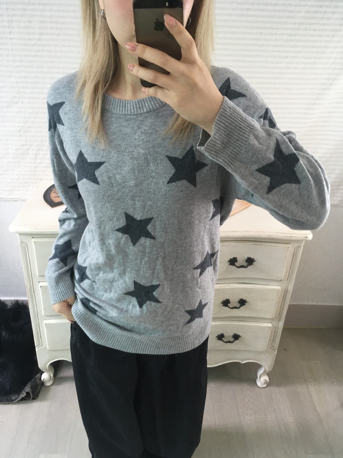 jpn vintage 그레이 스타 패턴 니트 상품이미지1