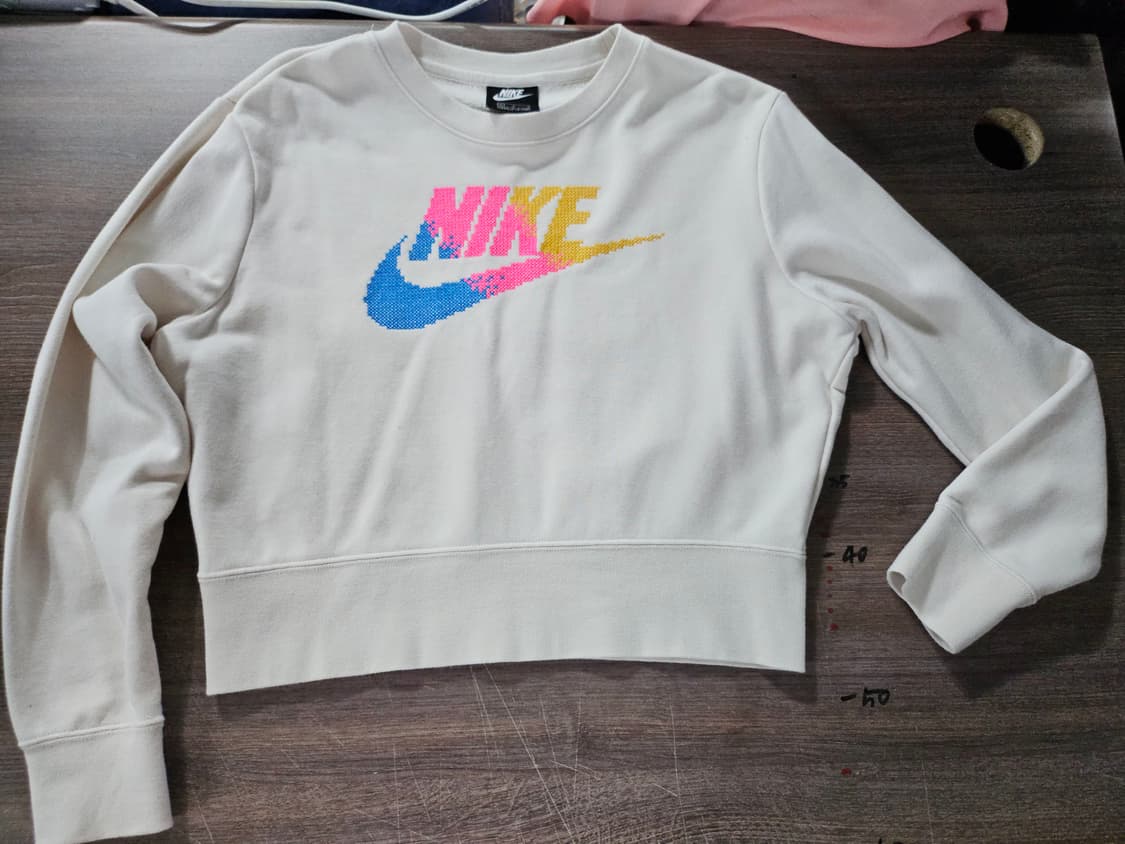 나이키 컬러 스우시 크롭 맨투맨 아이보리 M 상품이미지1
