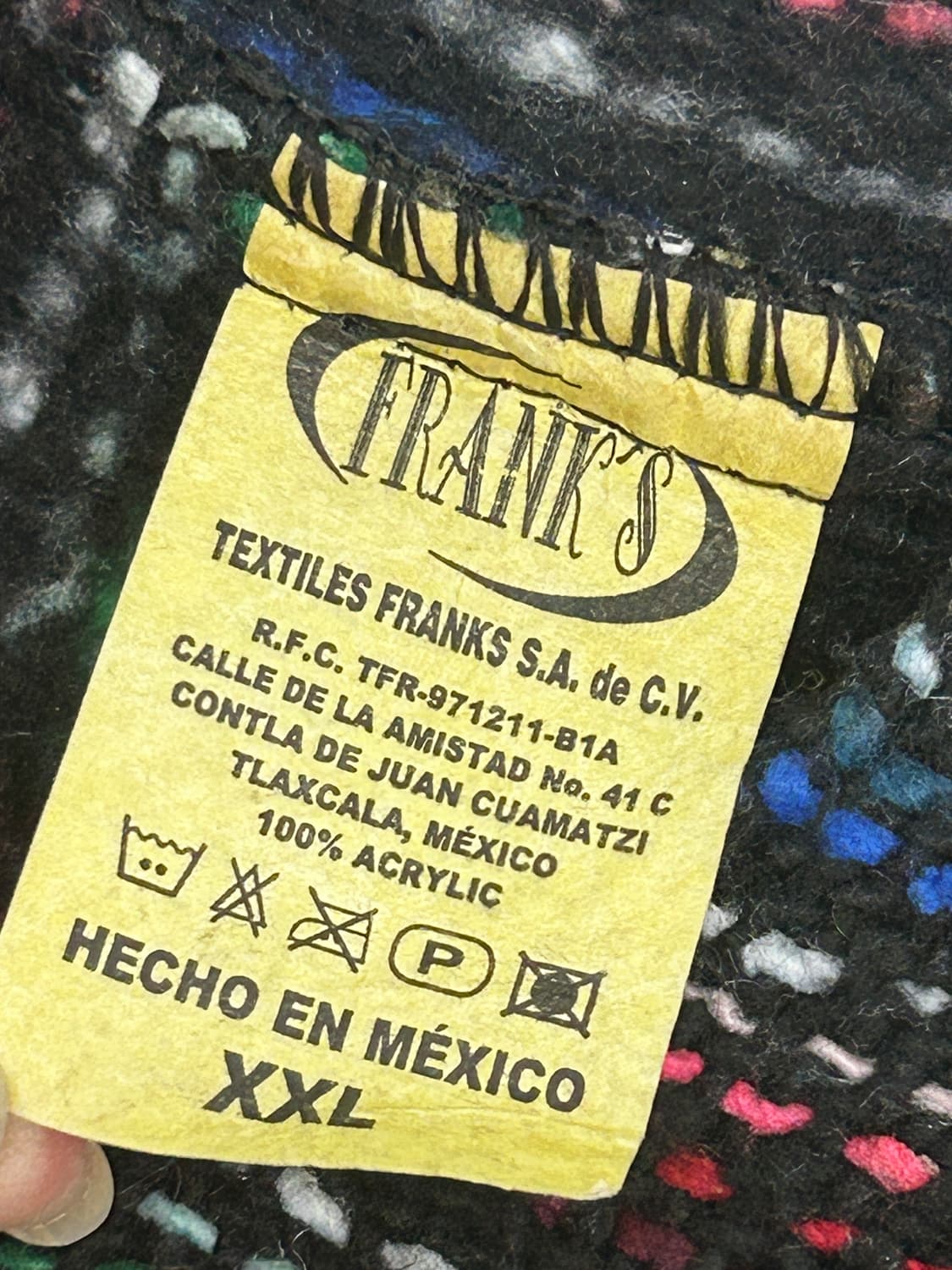 Franks Textiles 멕시코 빈티지 바하 니트 후드티 XXL 판쵸 상품이미지6