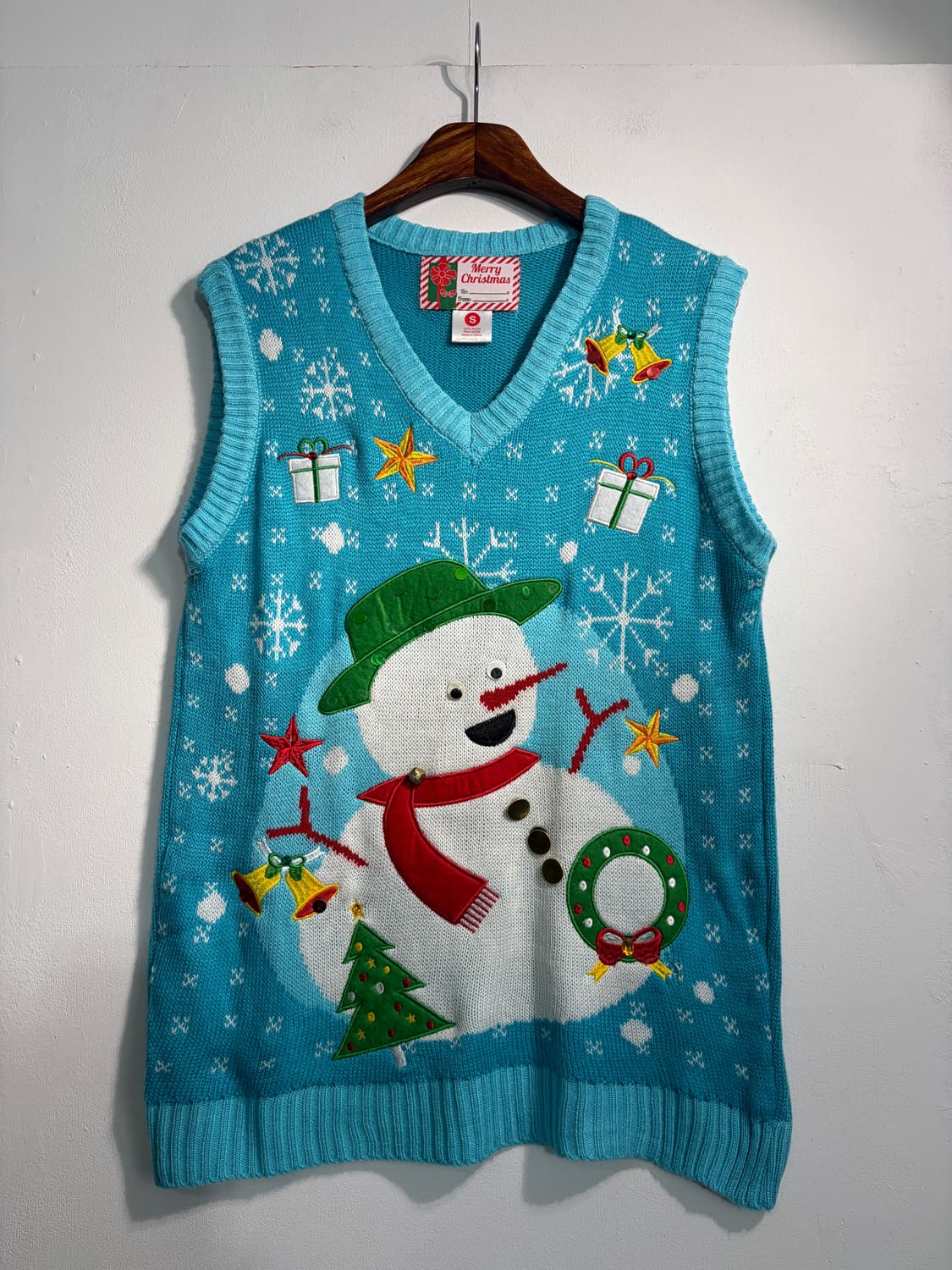 U.S.A. 크리스마스 눈사람 어글리니트 베스트 S 상품이미지1