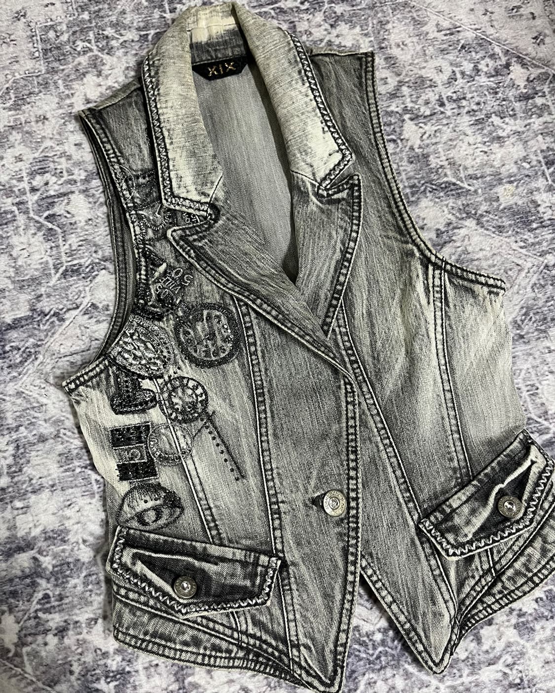 XIX Y2K patch denim vest 상품이미지5