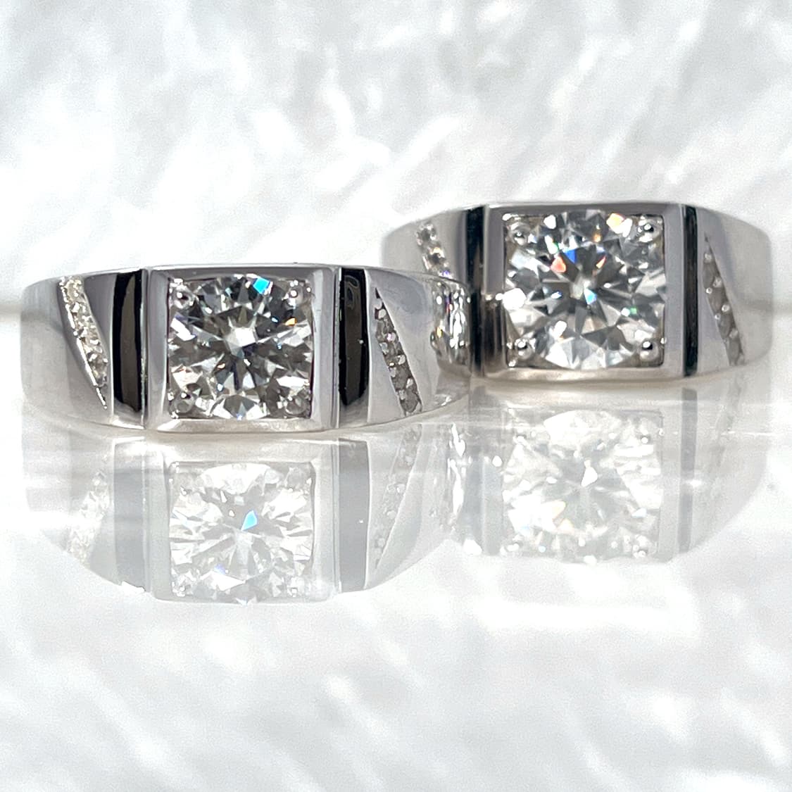 *새상품* 모이사나이트 남성용 사이드 헤일로 은반지 상품이미지2