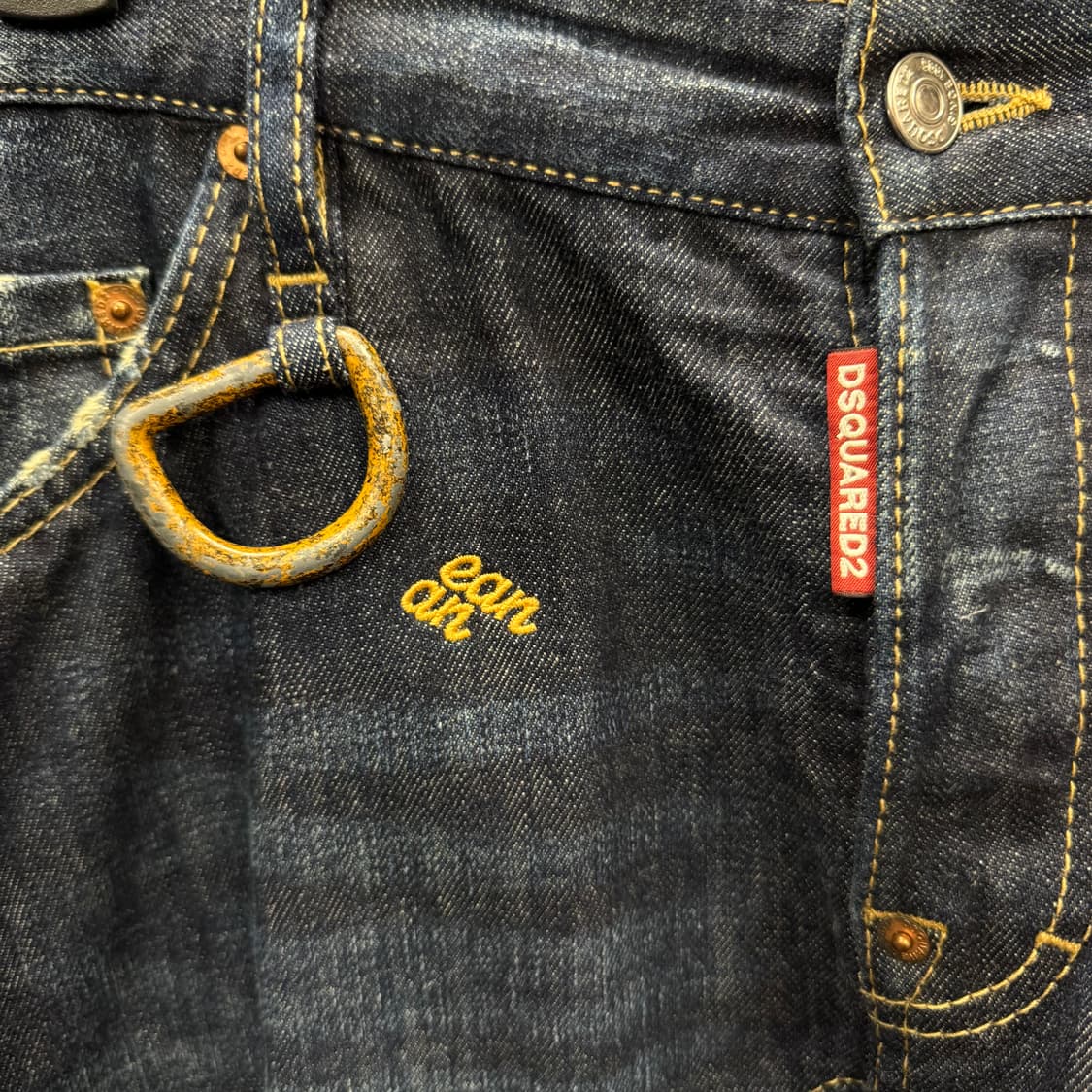 디스퀘어드2 D링 바이커 데님 팬츠 전면 버클 포인트 진청 상품이미지5