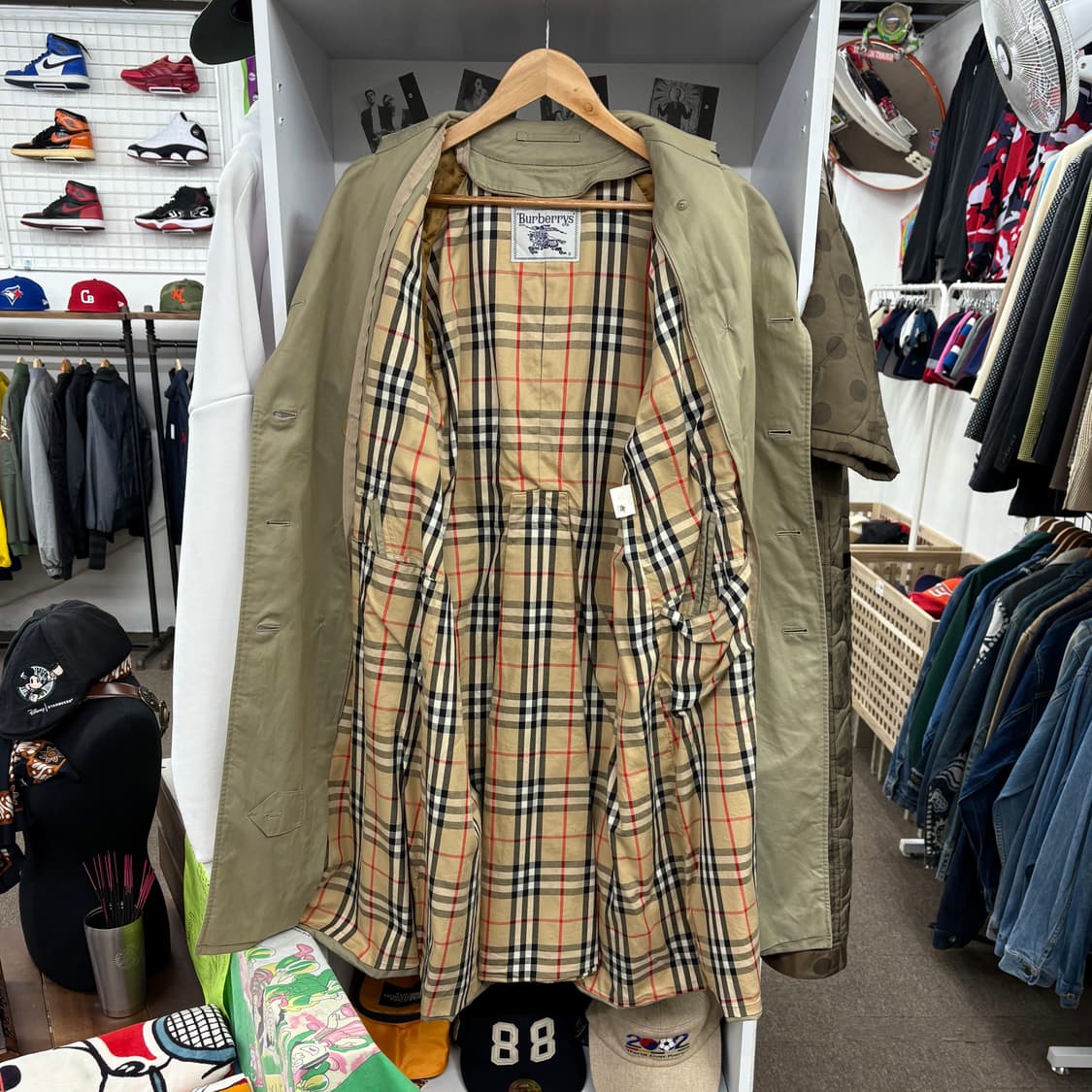 (L) 90s 버버리 노바체크 트렌치 코트 상품이미지4